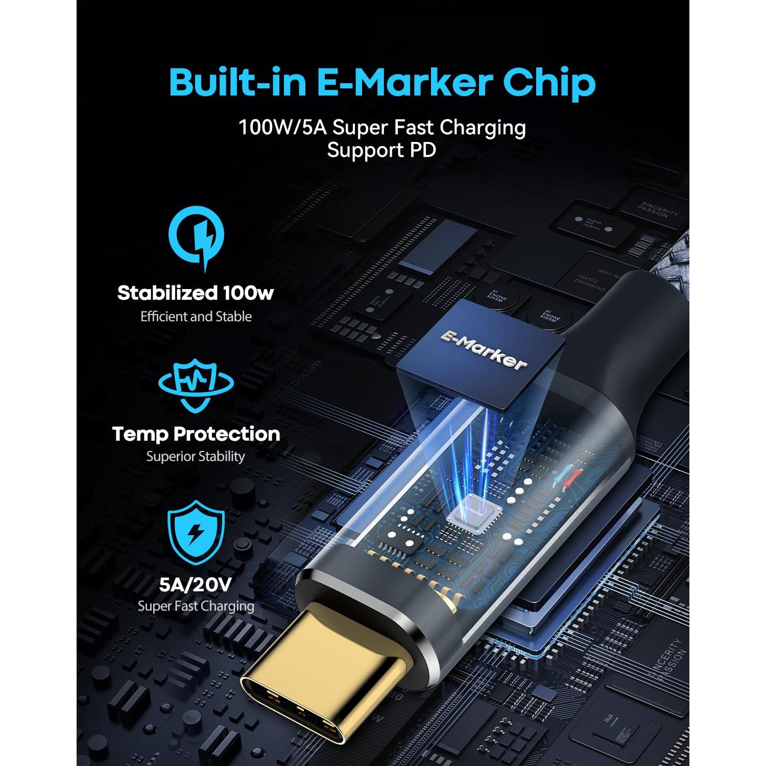 Cable USB C a USB C CLEEFUN 1m 10Gbps 4K 100W Carga Rápida