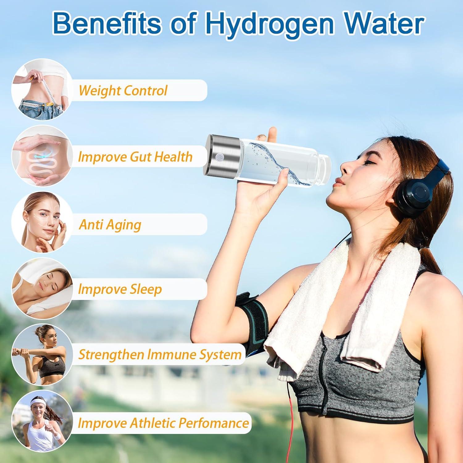 Botella de Agua Hidrógeno Buwheekoki 420ml Portátil Recargable