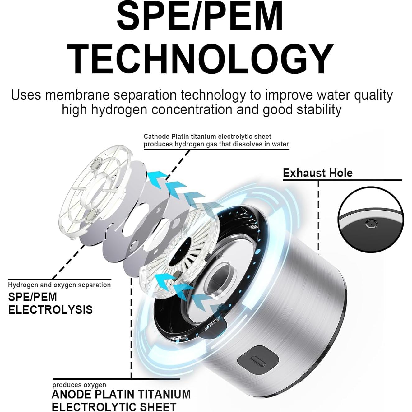 Botella de Agua de Hidrógeno Hydroh 460ml Recargable