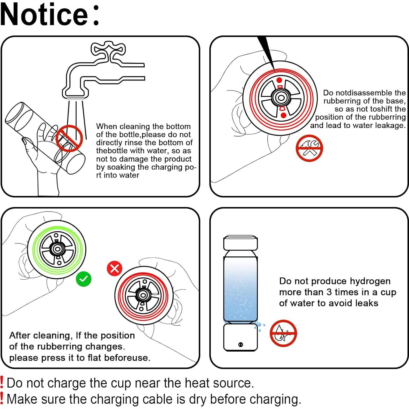 Botella de Agua de Hidrógeno Hydroh 460ml Recargable