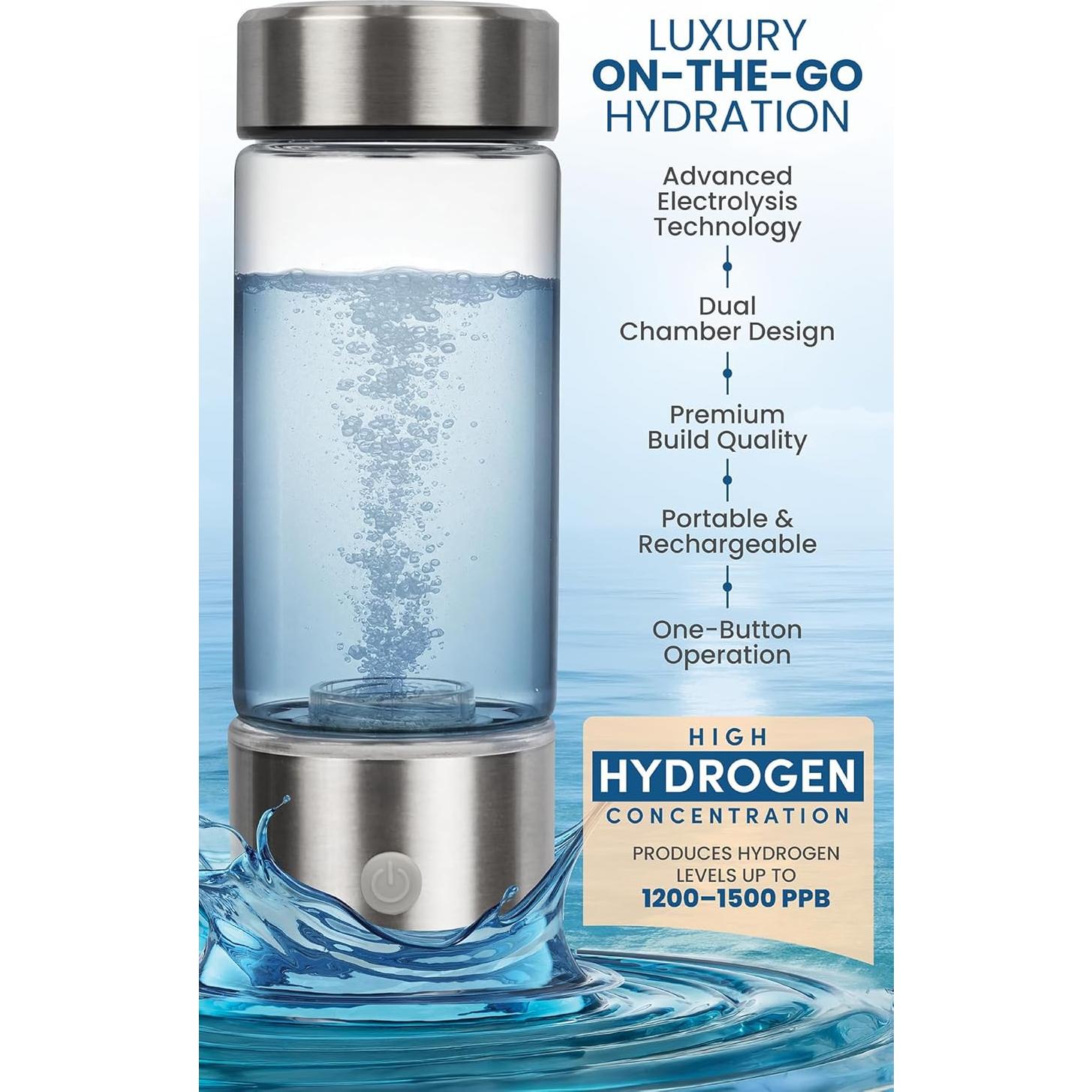 Botella de Agua Hidrogenada Portátil - Ionizadora Recargable 0.49kg