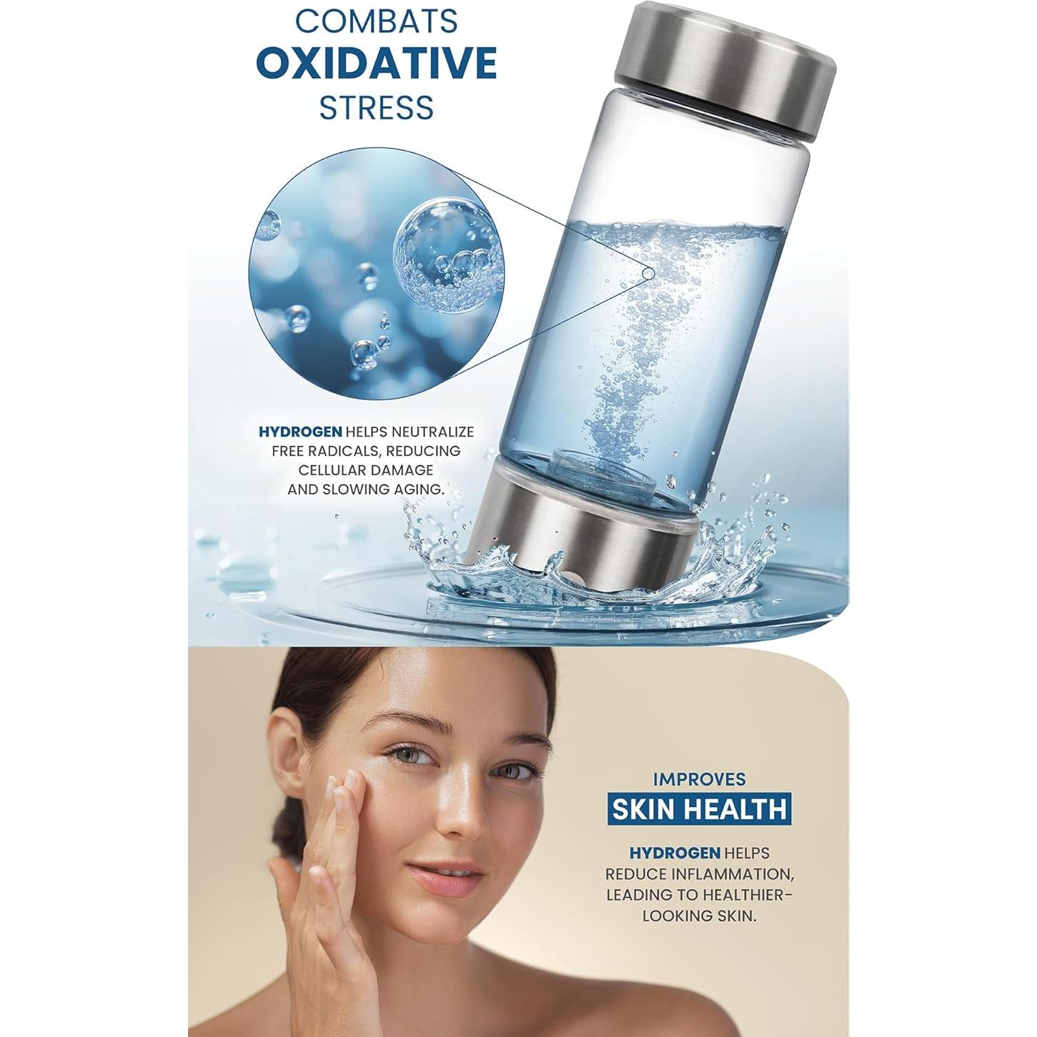 Botella de Agua Hidrogenada Portátil - Ionizadora Recargable 0.49kg