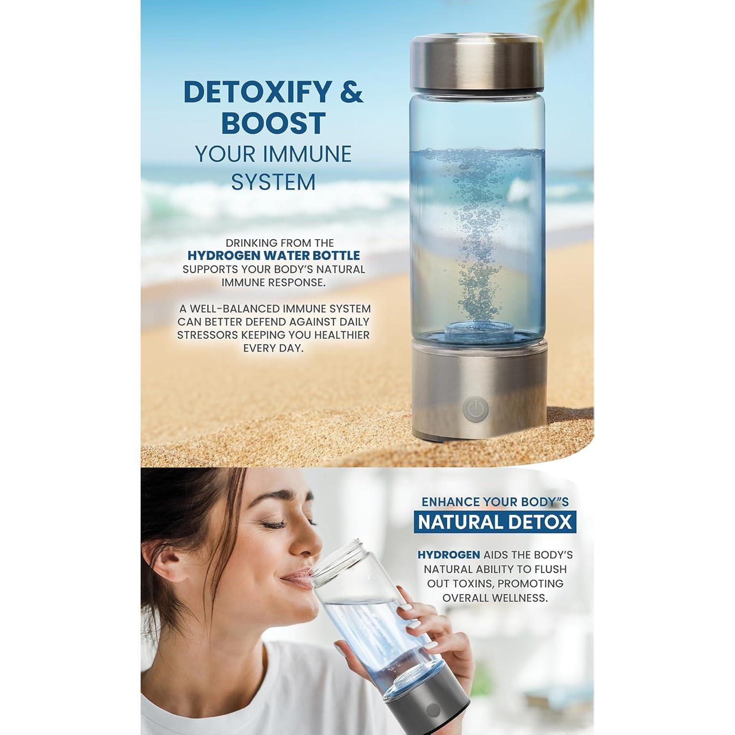 Botella de Agua Hidrogenada Portátil - Ionizadora Recargable 0.49kg