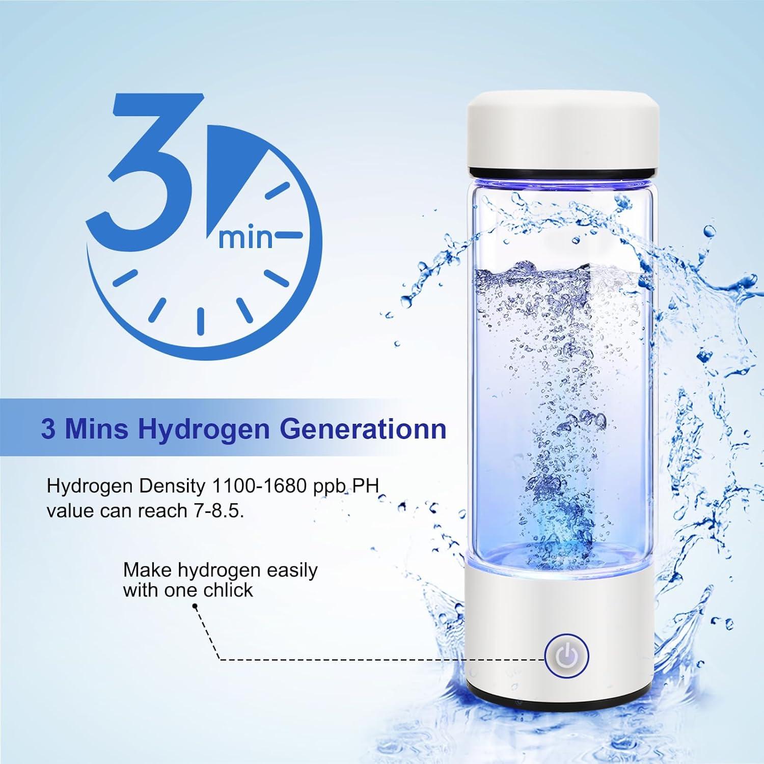 Botella de Agua de Hidrógeno AMZWATER FQBT 0.49kg Vidrio