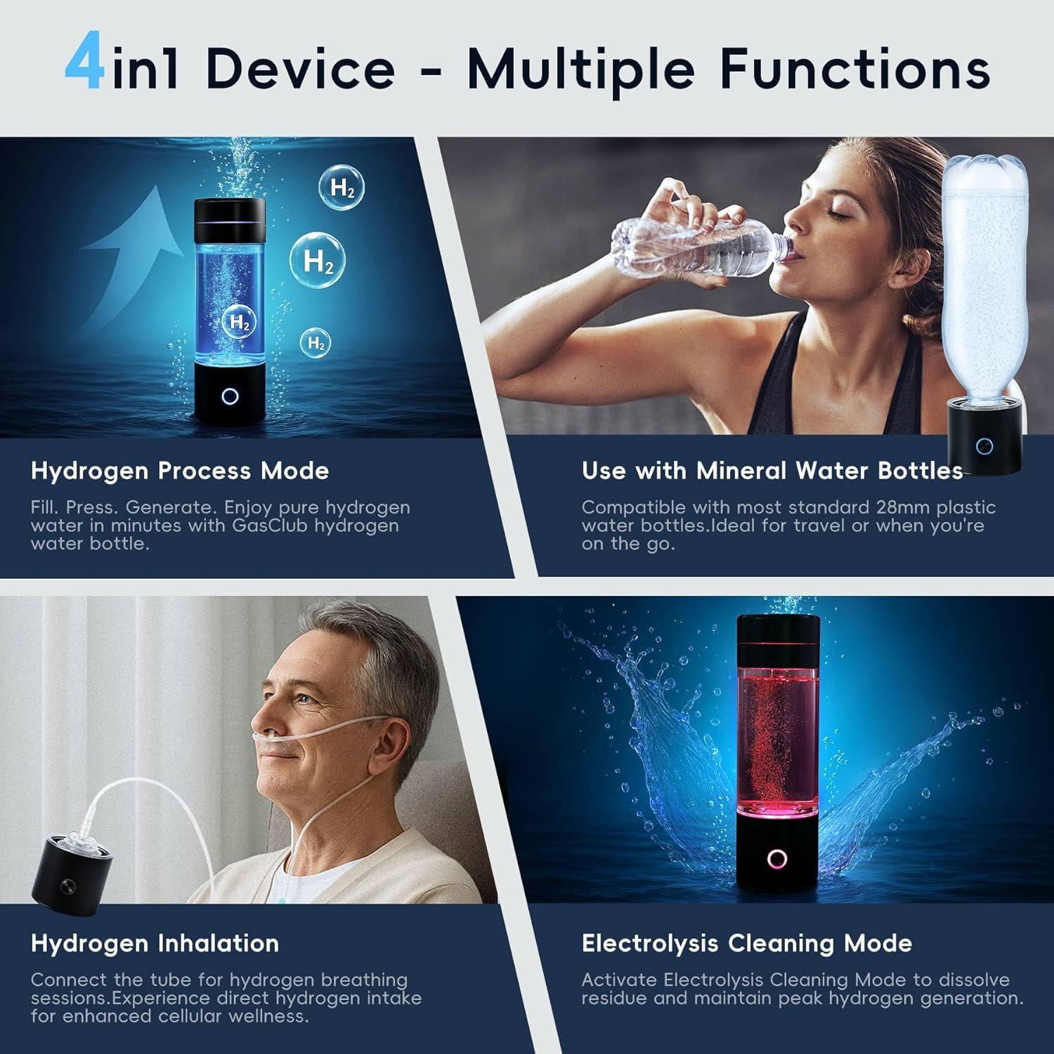 Botella de Agua de Hidrógeno GasClub 4-en-1 3000 PPB