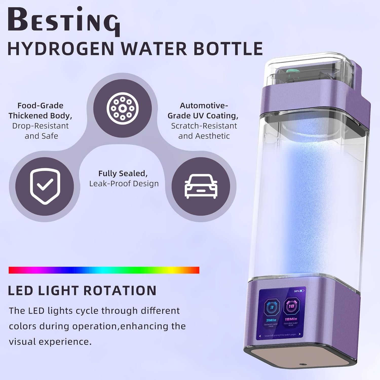 Botella de Agua de Hidrógeno BESTING 350ml 9000ppb Portátil
