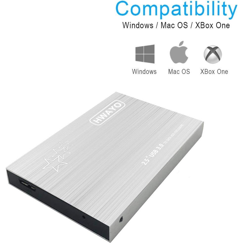 Disco Duro Externo Portátil HWAYO 750GB USB 3.0 Plata