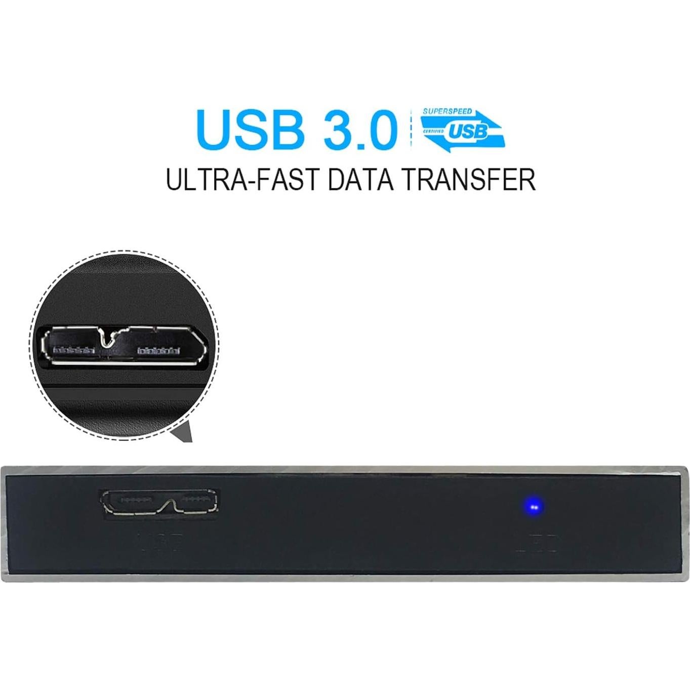 Disco Duro Externo Portátil HWAYO 750GB USB 3.0 Plata