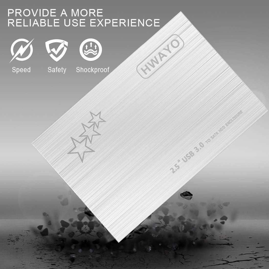 Disco Duro Externo Portátil HWAYO 750GB USB 3.0 Plata