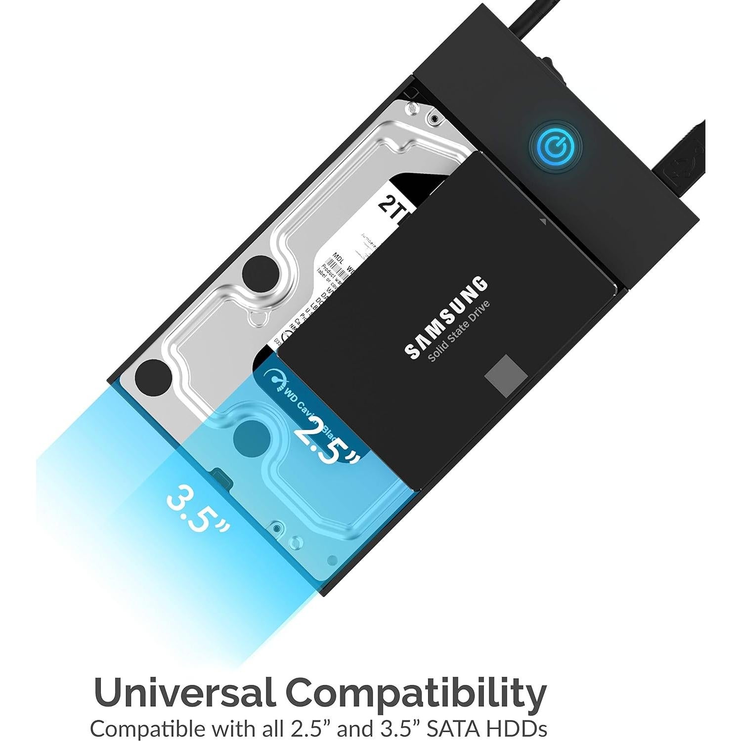 Caja USB 3.0 Sabrent para HDD/SSD SATA 2.5" y 3.5" - Sin herramientas, UASP, Plug & Play