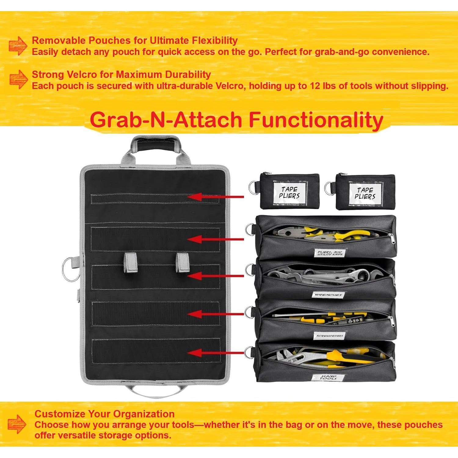 Organizador de Bolsa de Herramientas Luxadar 6 Bolsillos Desmontables