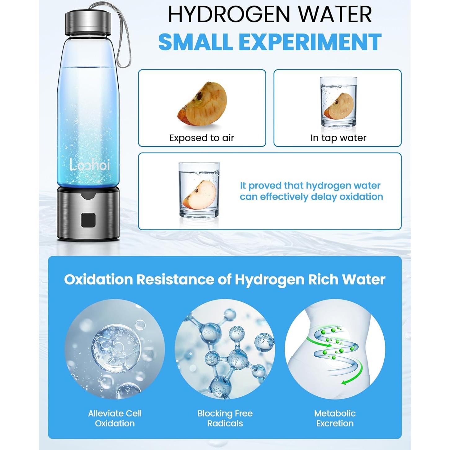 Botella de Agua de Hidrógeno LOOHOI 460ml Portátil a Prueba de Fugas