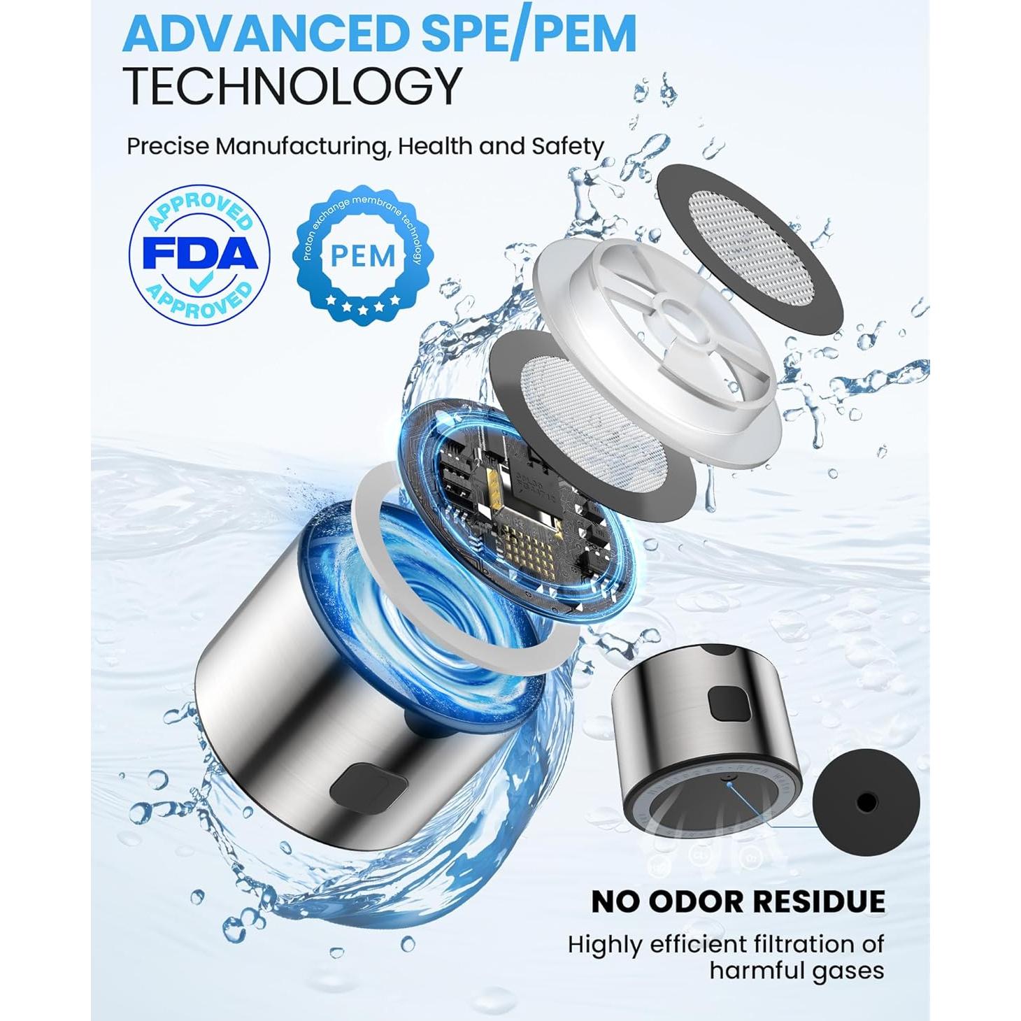 Botella de Agua de Hidrógeno LOOHOI 460ml Portátil a Prueba de Fugas