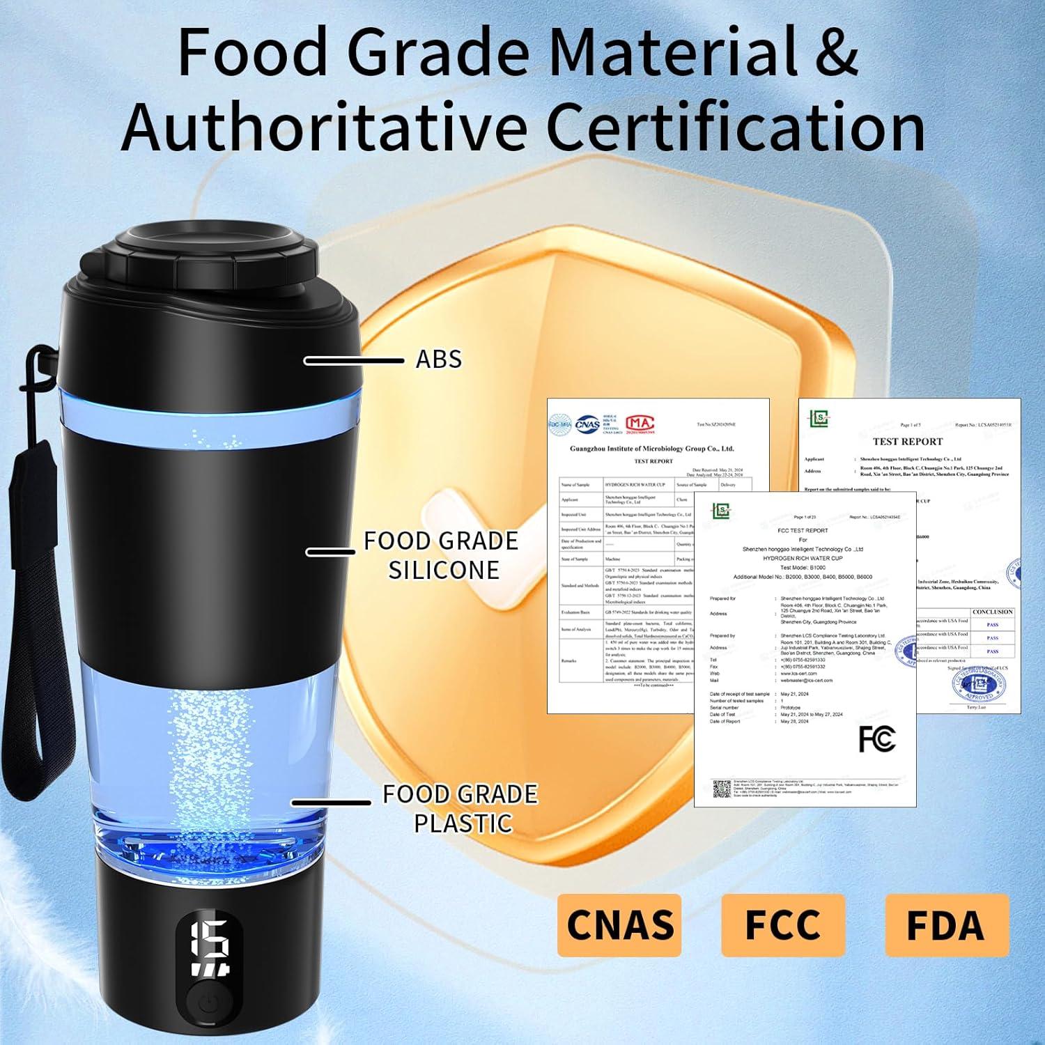 Generador de Agua de Hidrógeno ADUST 650ml Sin Cloro Negro