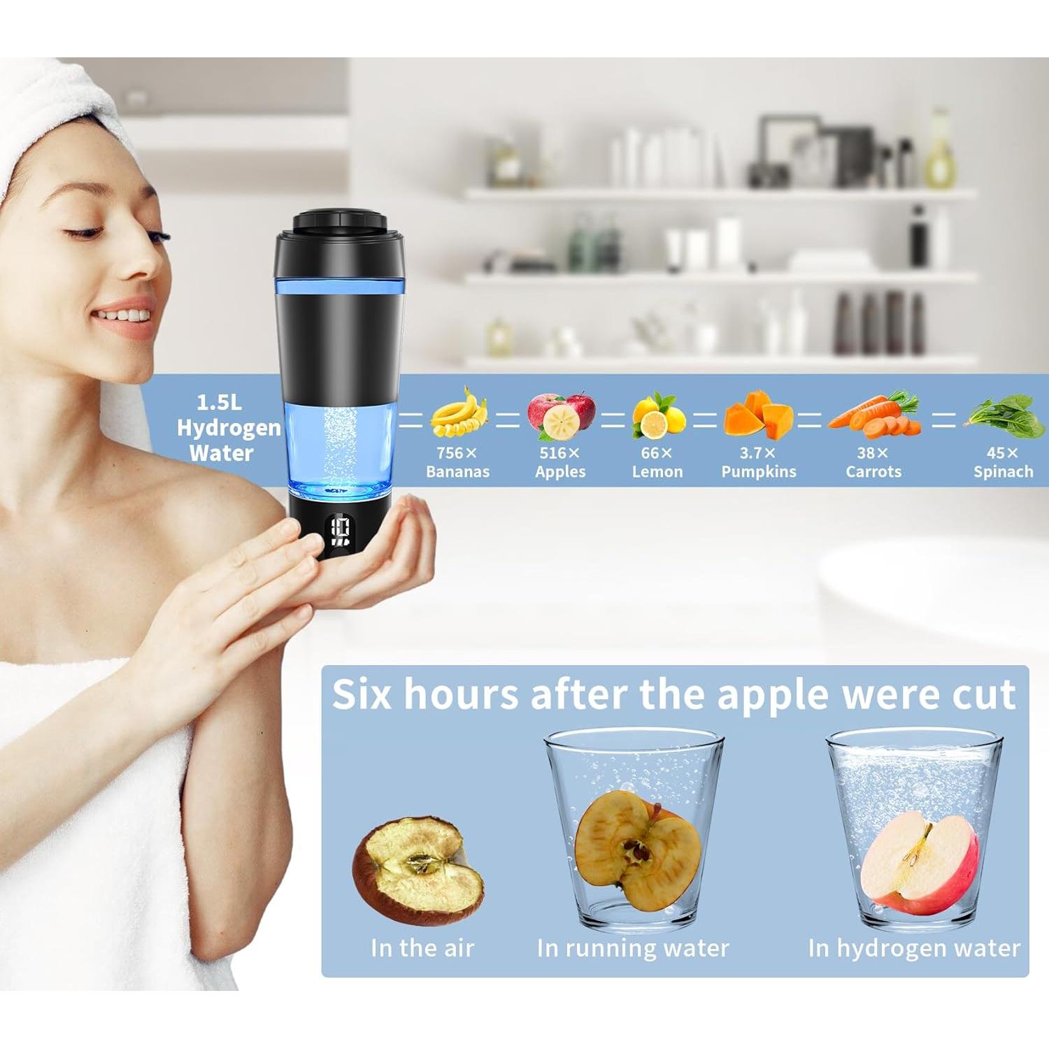 Generador de Agua de Hidrógeno ADUST 650ml Sin Cloro Negro