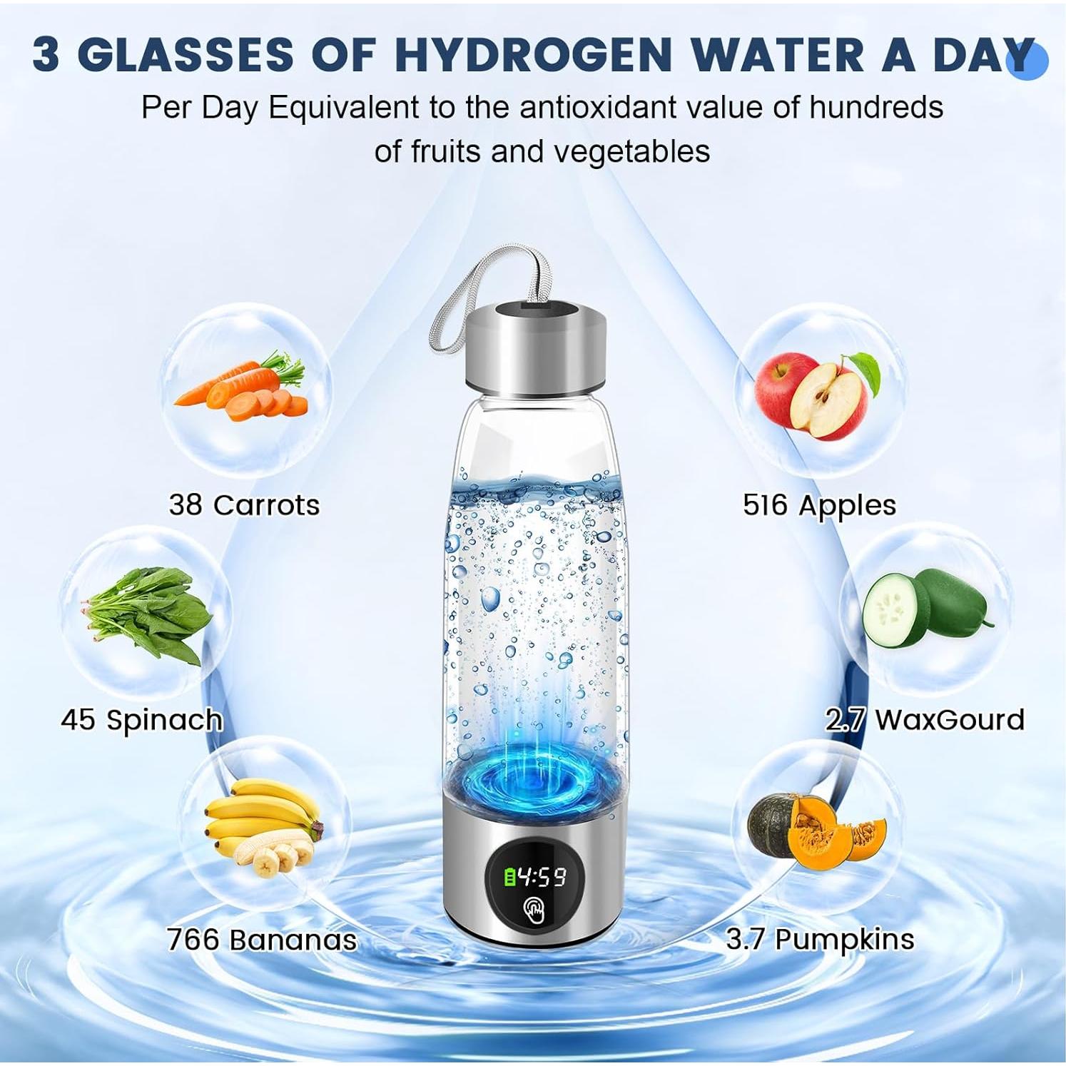 Botella de Agua Hidrógeno Sykart 460 ml con Pantalla LED