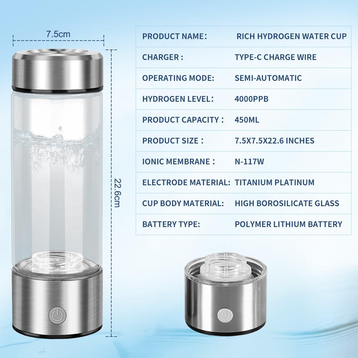 Botella de Agua de Hidrógeno GXFANZHU 2 en 1 4000 ppb 3 Minutos