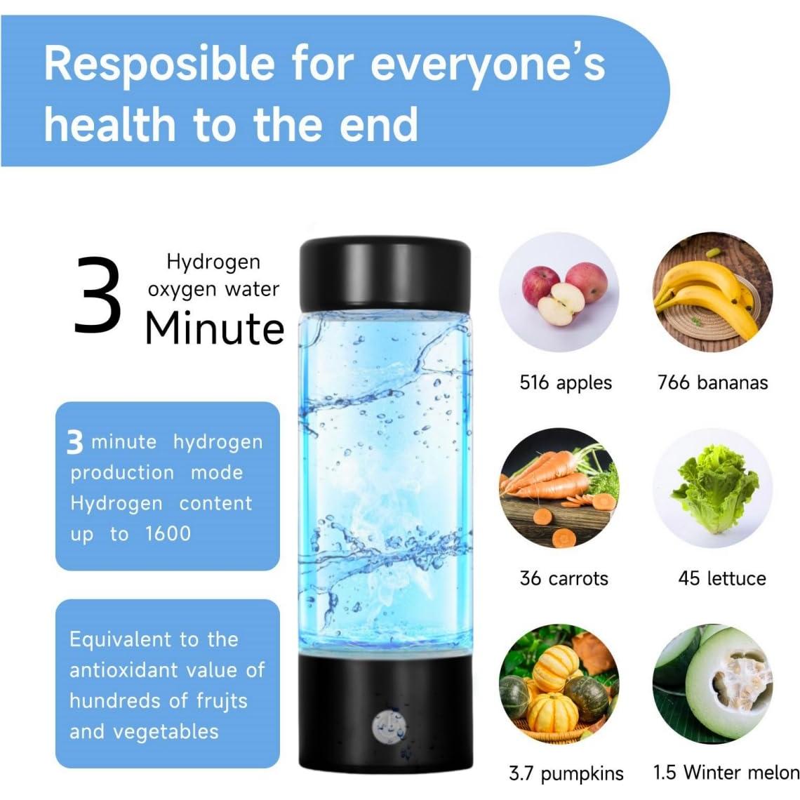 Botella de Agua de Hidrógeno DREAMOSA 420ml Portátil Negra