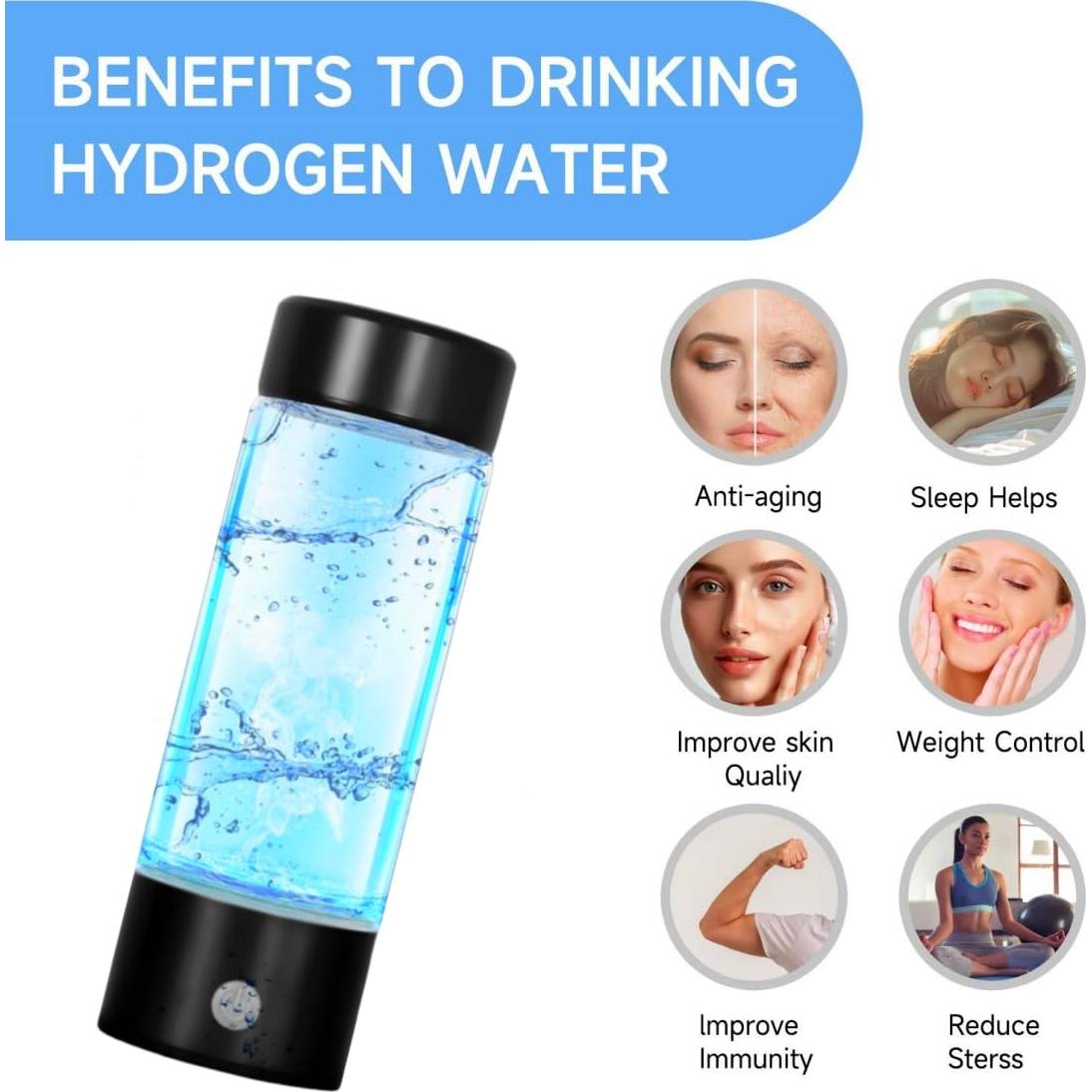 Botella de Agua de Hidrógeno DREAMOSA 420ml Portátil Negra