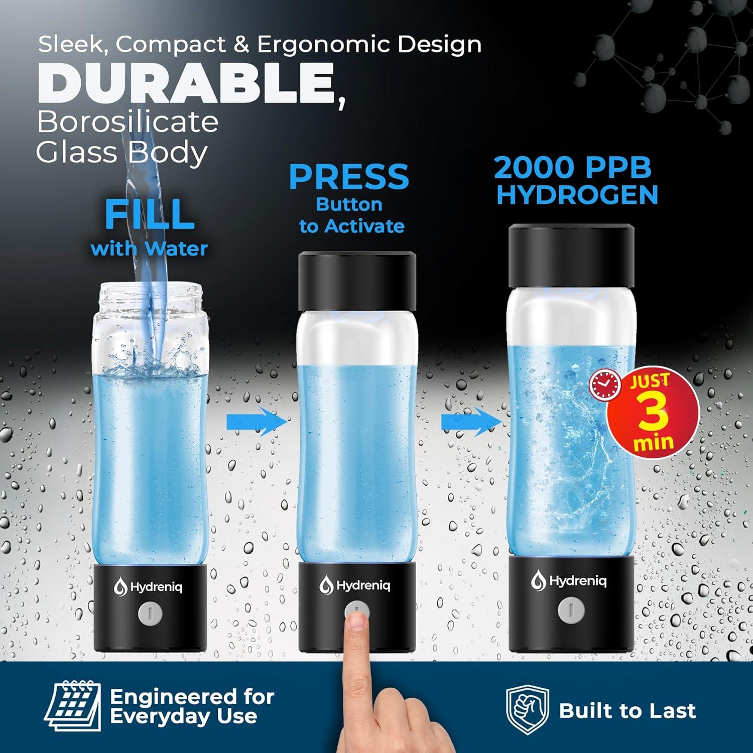 Generador de Agua de Hidrógeno Hydreniq 420ml USB-C Autolimpiante