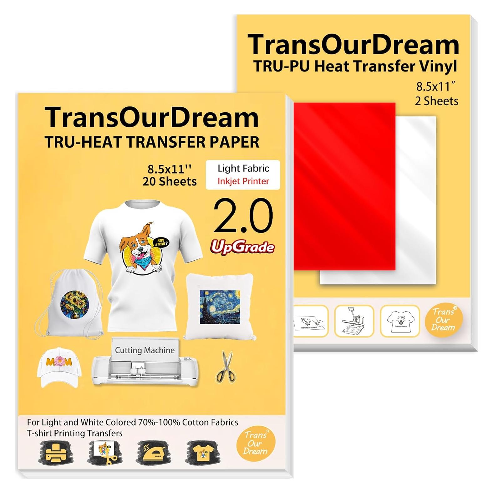 Papel de Transferencia Térmica TransOurDream A4 Claro 20 Hojas