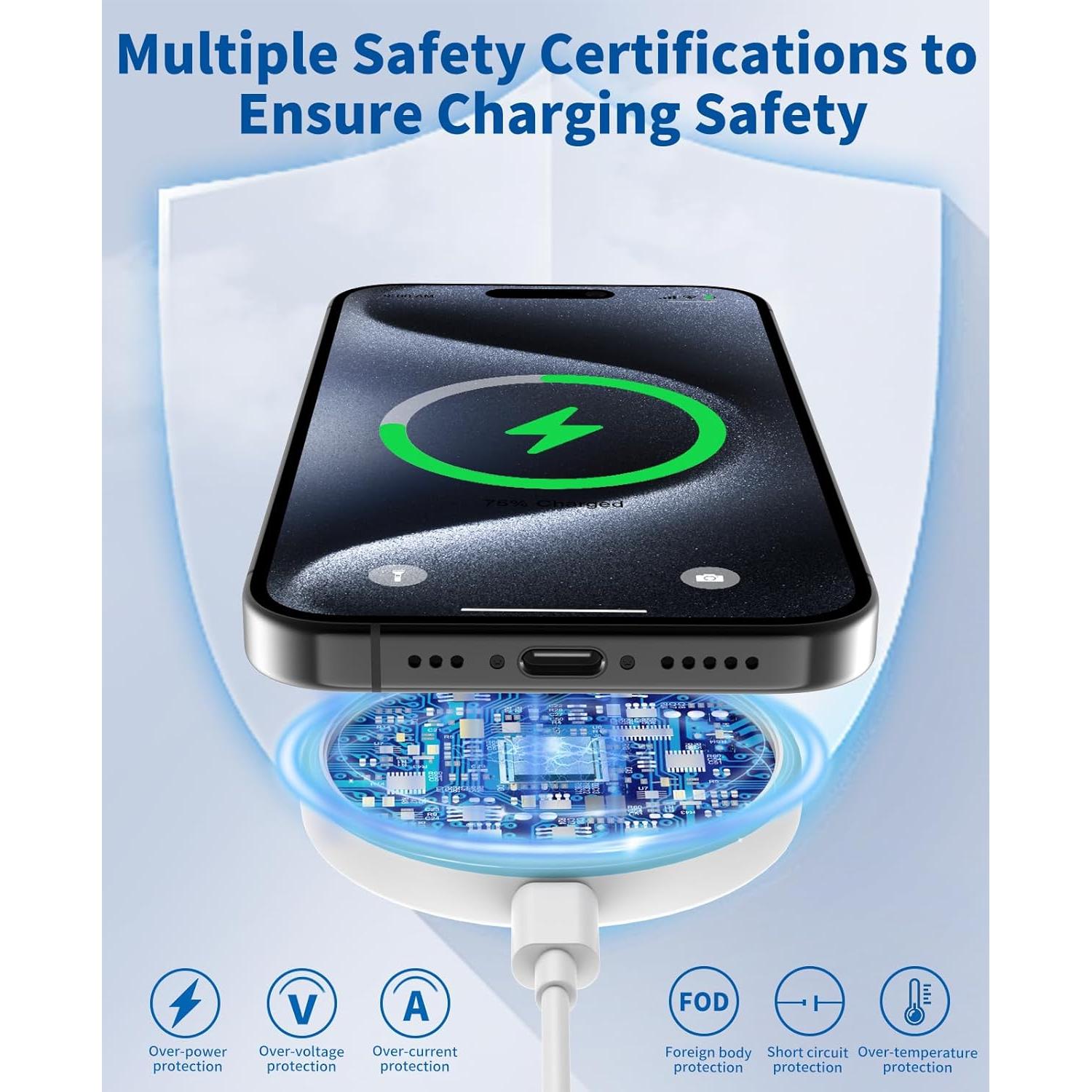 Cargador Inalámbrico Magnético AIOXQNL 15W para iPhone y AirPods