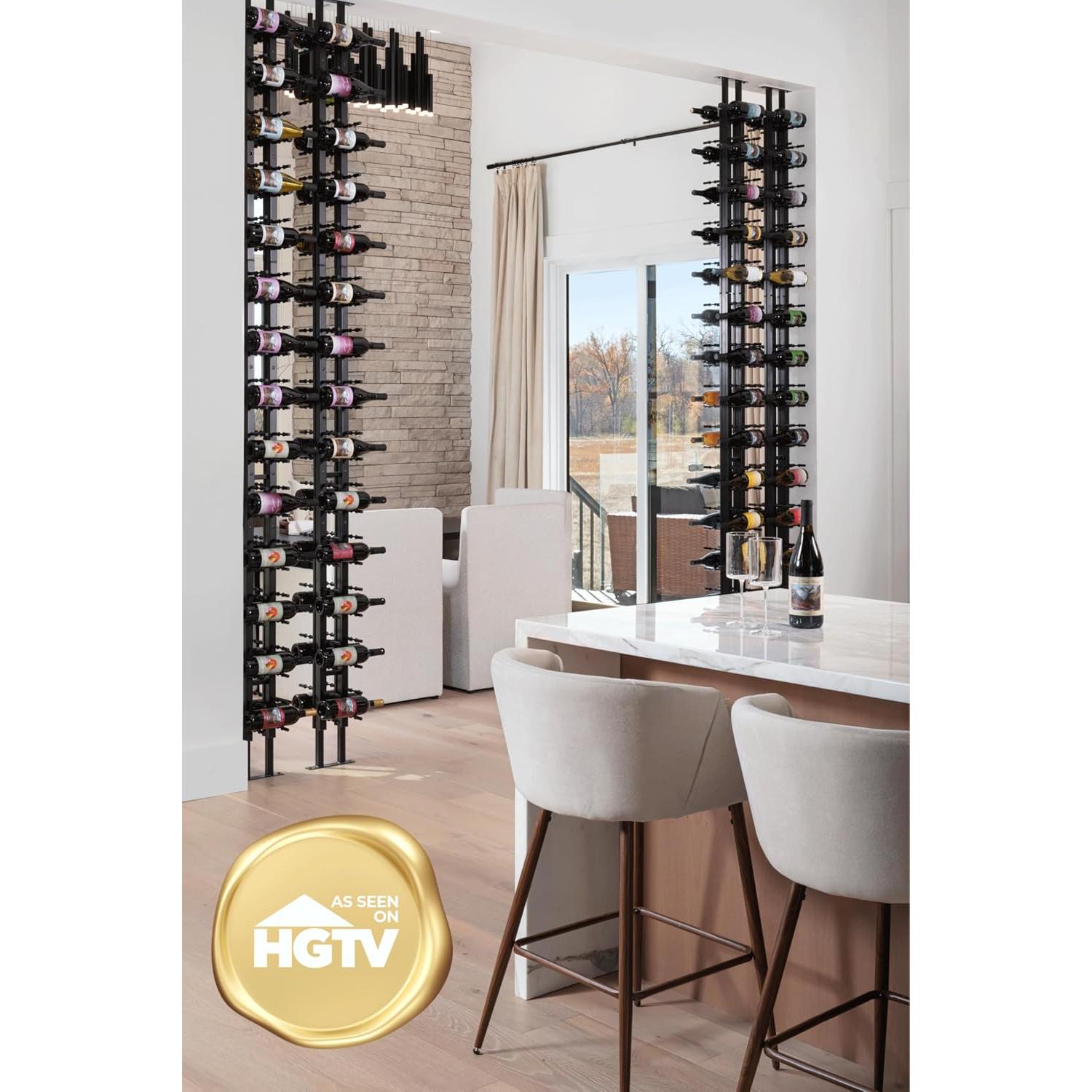 Exhibidor de Botellas de Vino Ultra - Montaje Piso a Techo, 21 Botellas, Negro