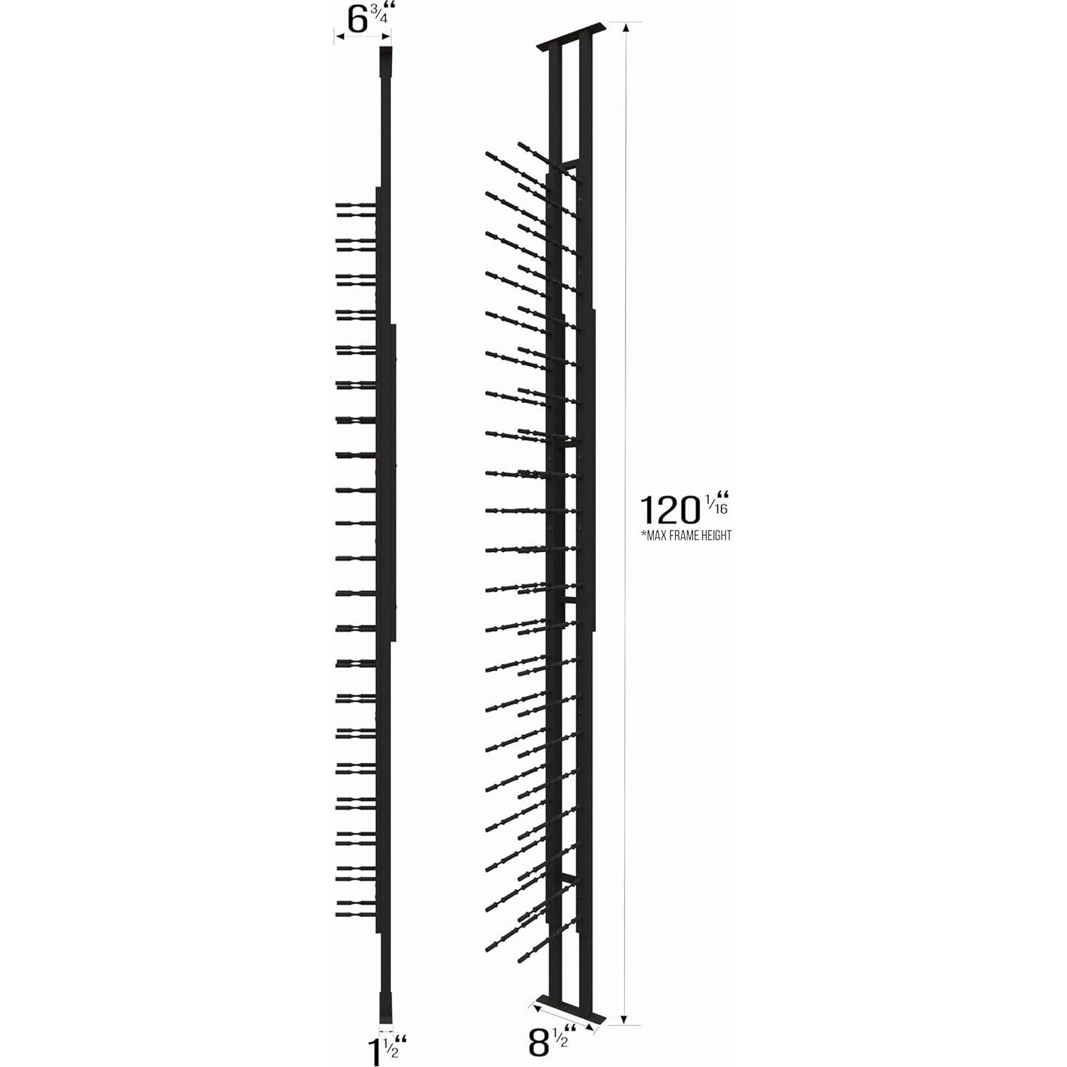 Exhibidor de Botellas de Vino Ultra - Montaje Piso a Techo, 21 Botellas, Negro