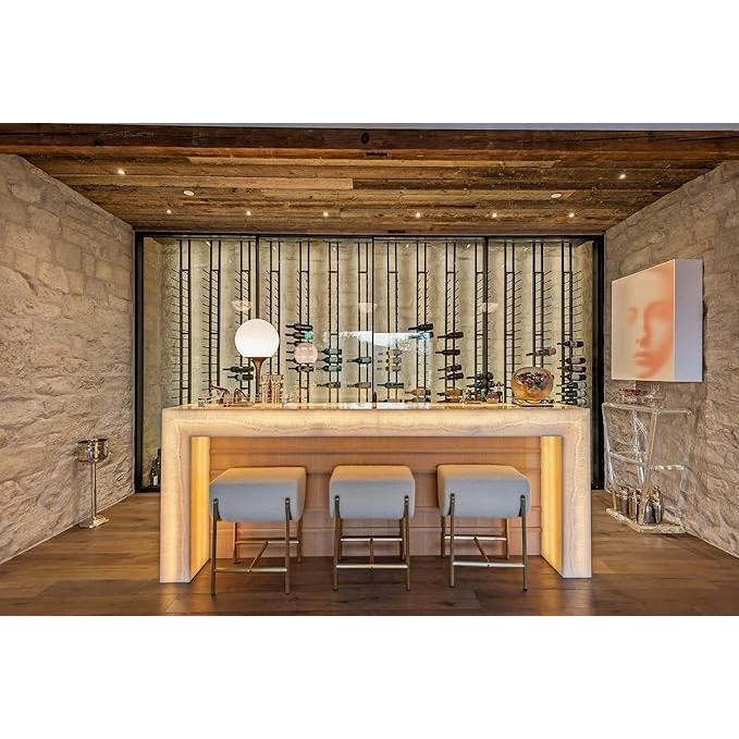 Exhibidor de Botellas de Vino Ultra - Montaje Piso a Techo, 21 Botellas, Negro