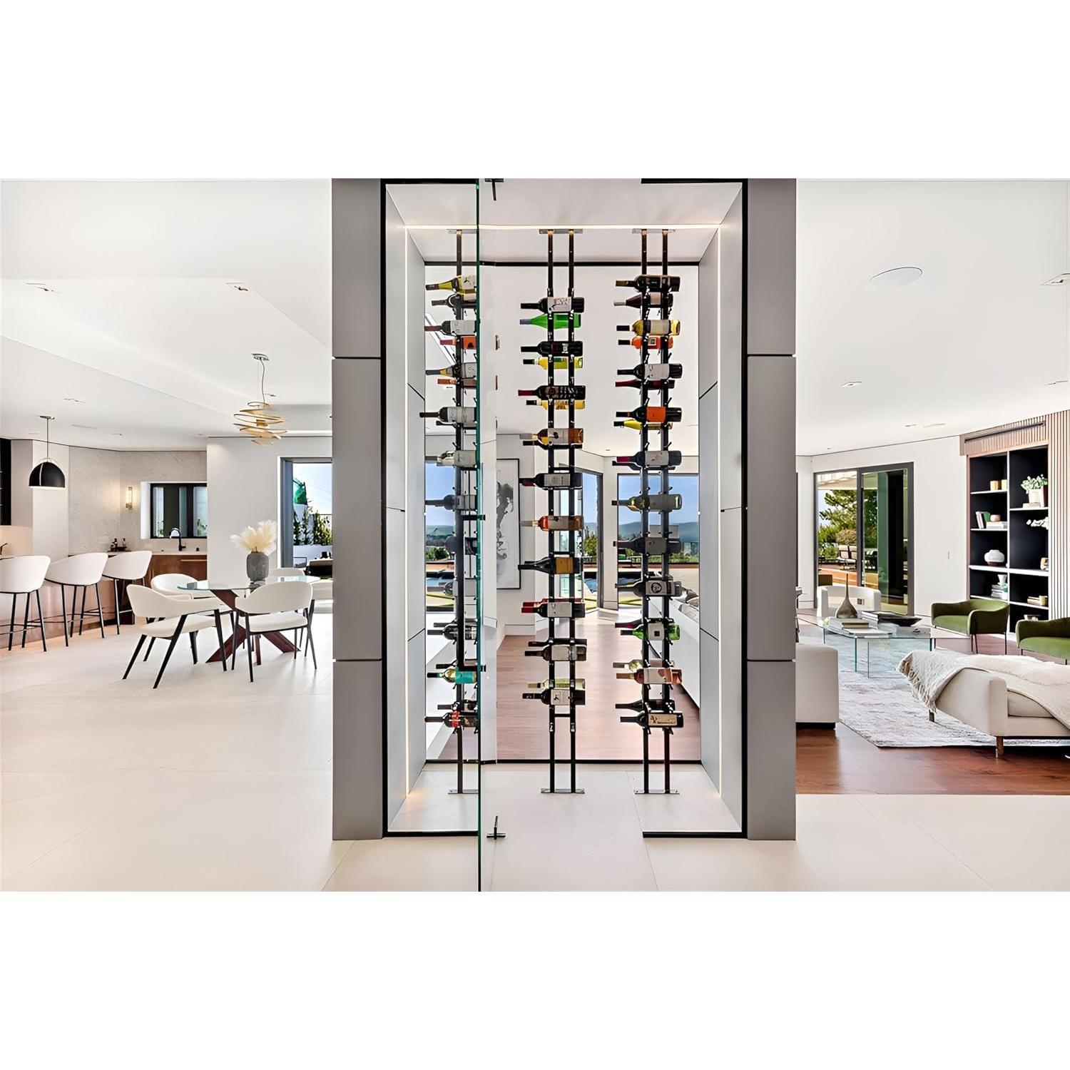 Exhibidor de Botellas de Vino Ultra - Montaje Piso a Techo, 21 Botellas, Negro