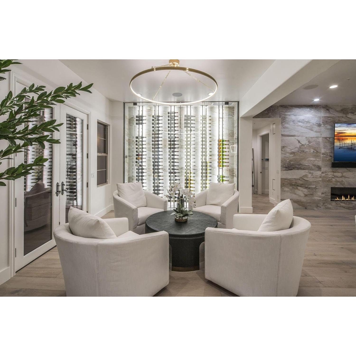 Exhibidor de Botellas de Vino Ultra - Montaje Piso a Techo, 21 Botellas, Negro