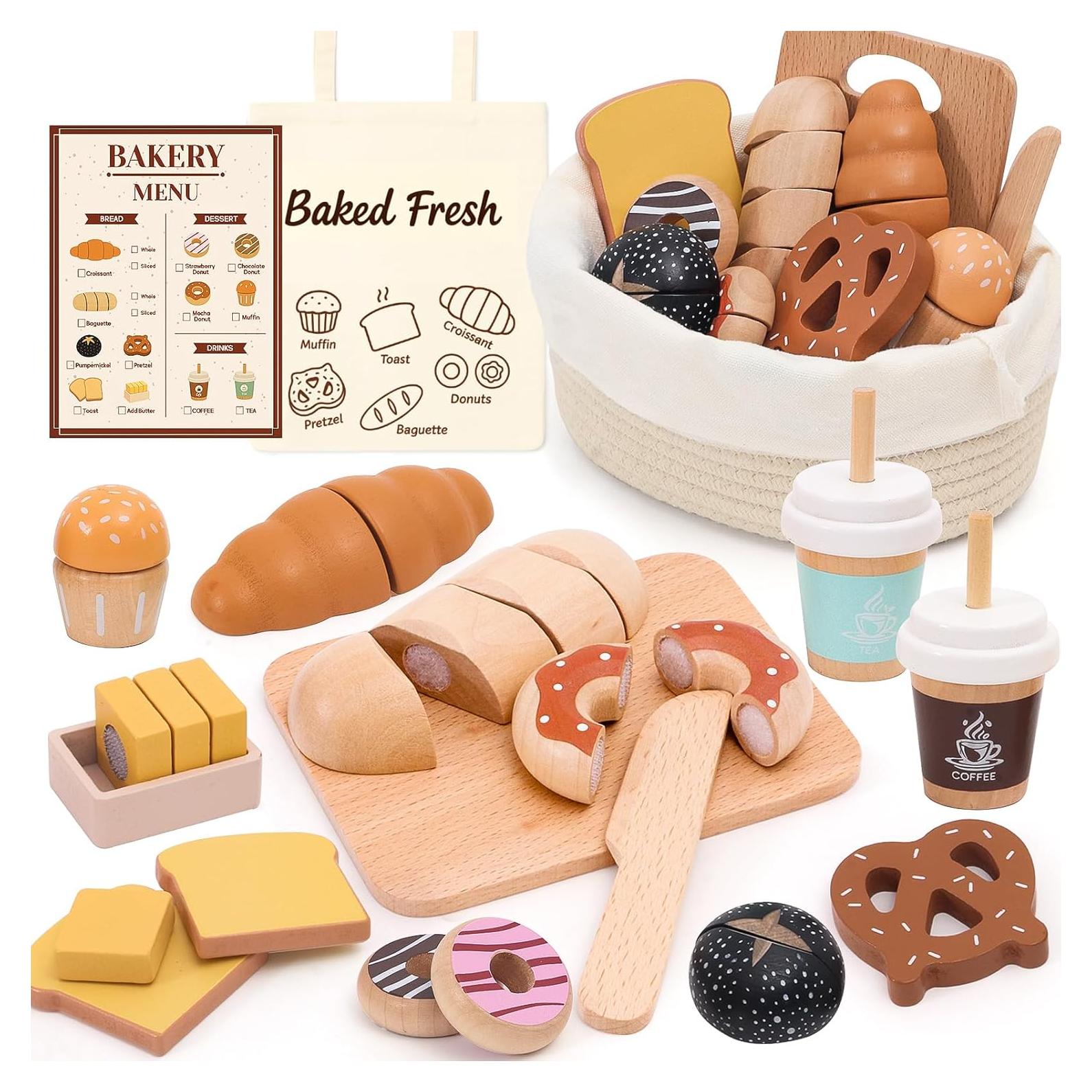 Set de Juguetes de Comida de Panadería de Madera Supergfs