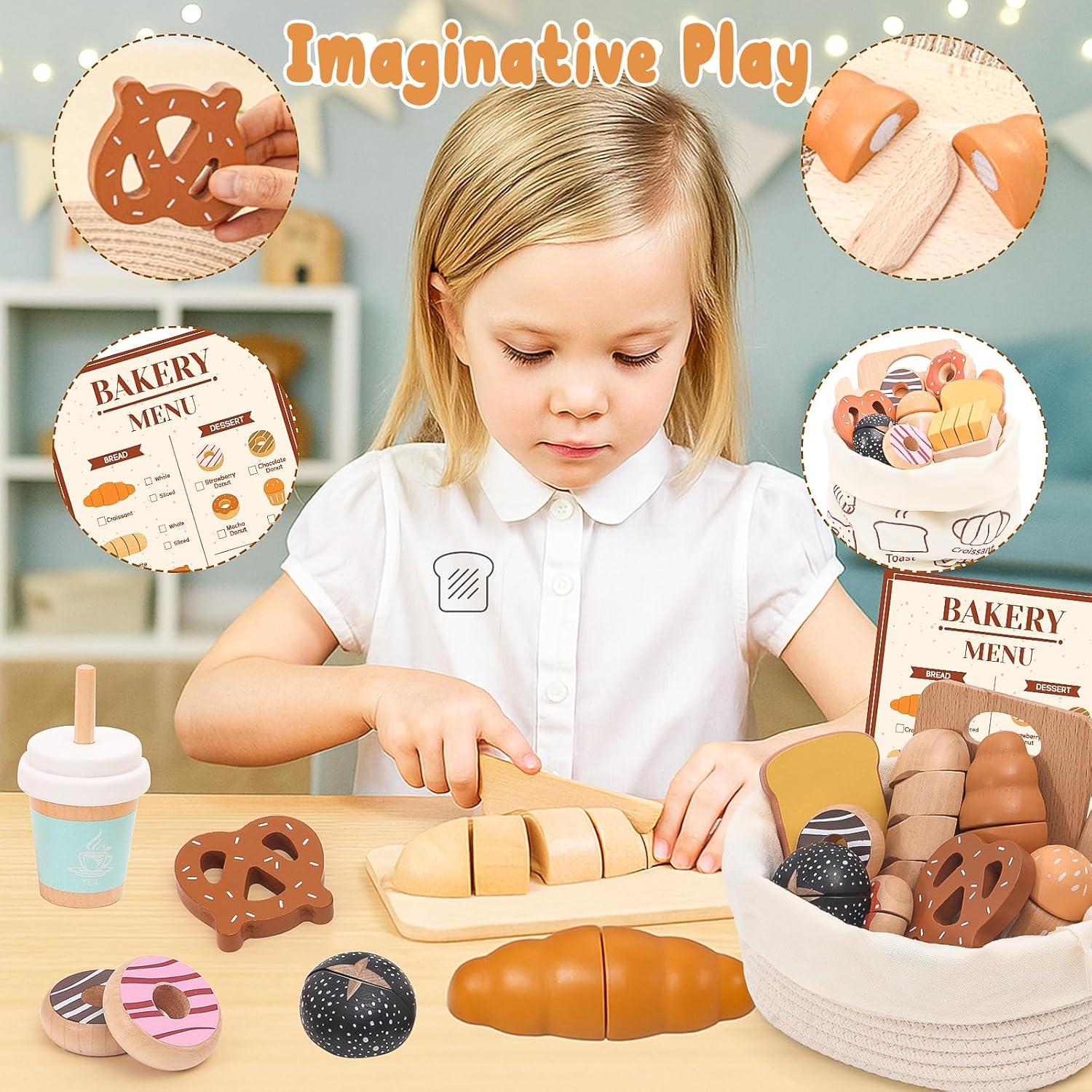 Set de Juguetes de Comida de Panadería de Madera Supergfs
