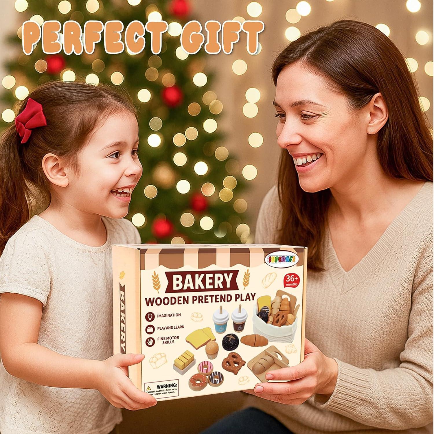 Set de Juguetes de Comida de Panadería de Madera Supergfs