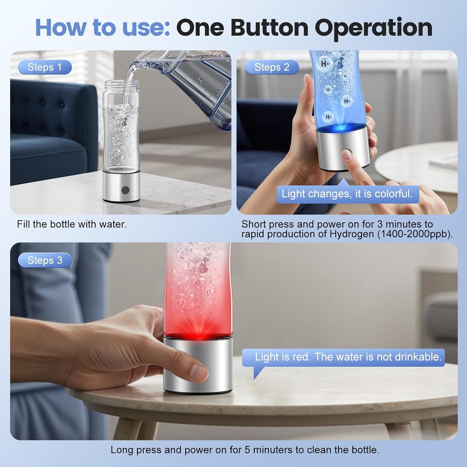 Generador de Agua de Hidrógeno Fakllod AB-H267c 400ml Portátil