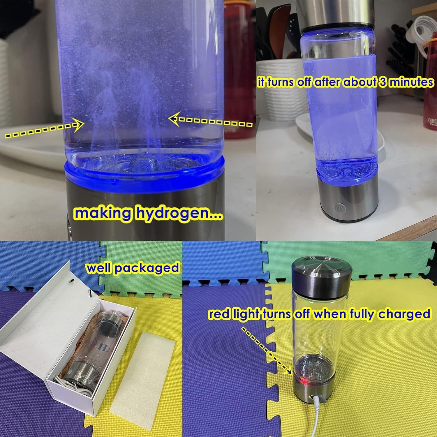 Botella de Agua de Hidrógeno HomEnjoy 414ml Portátil Recargable