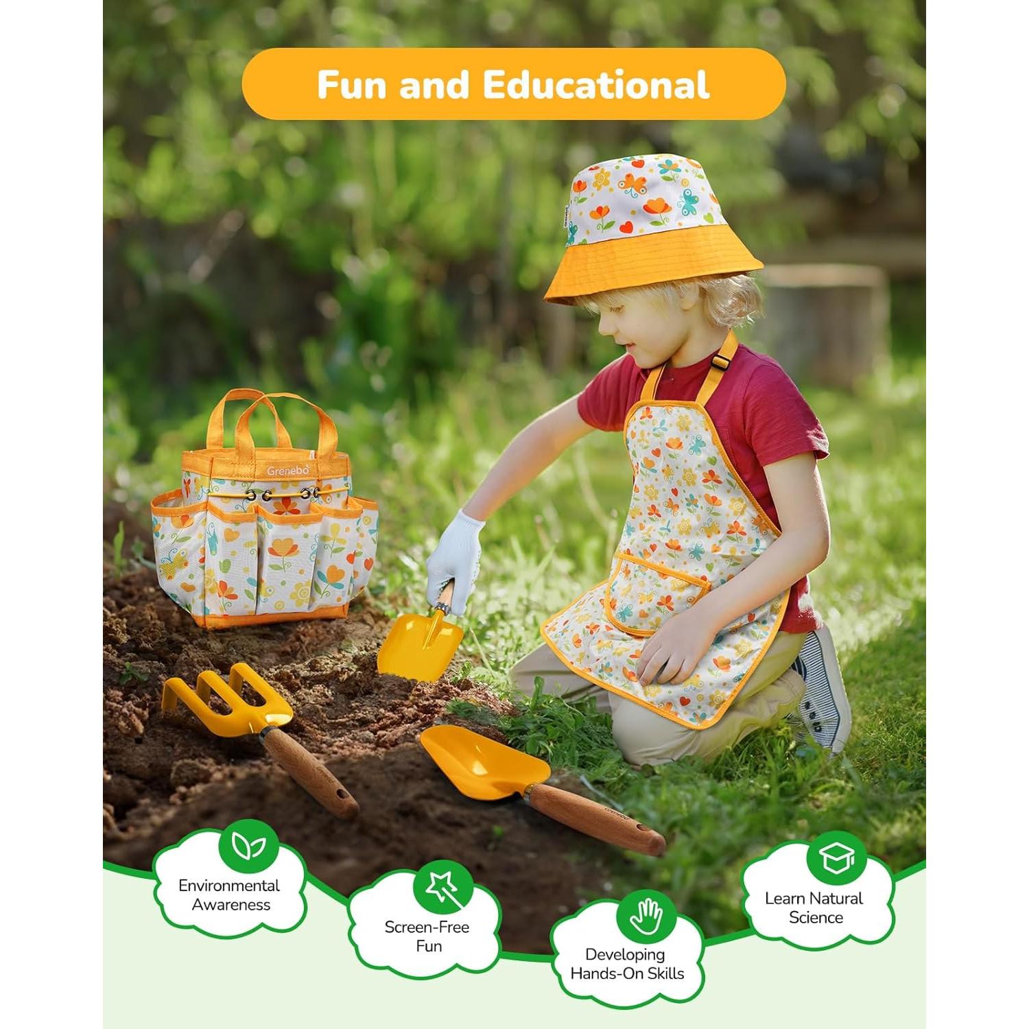 Set de Jardinería para Niños Grenebo 8 Piezas Amarillo