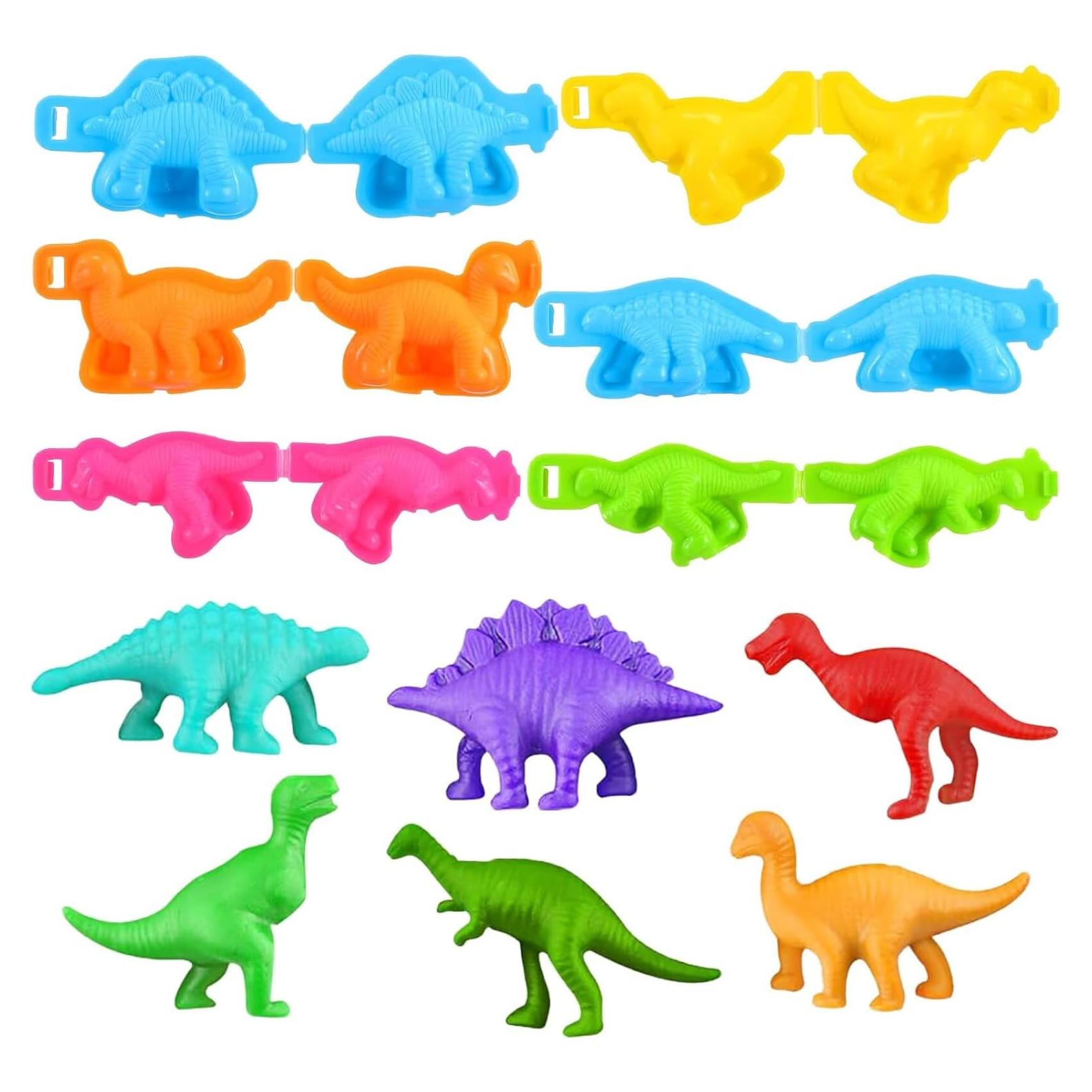 Set de 6 Moldes de Dinosaurios Yiklucg con Masa Multicolor