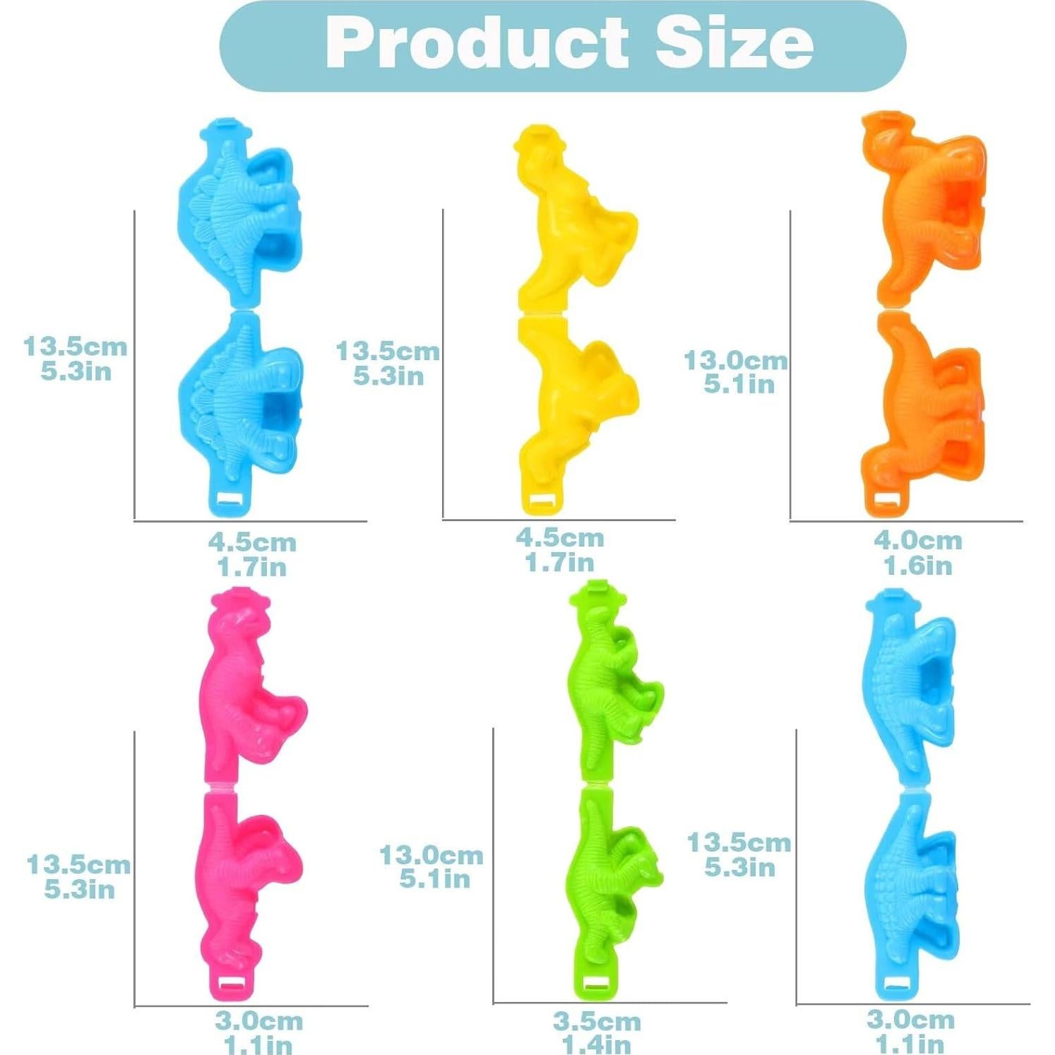 Set de 6 Moldes de Dinosaurios Yiklucg con Masa Multicolor