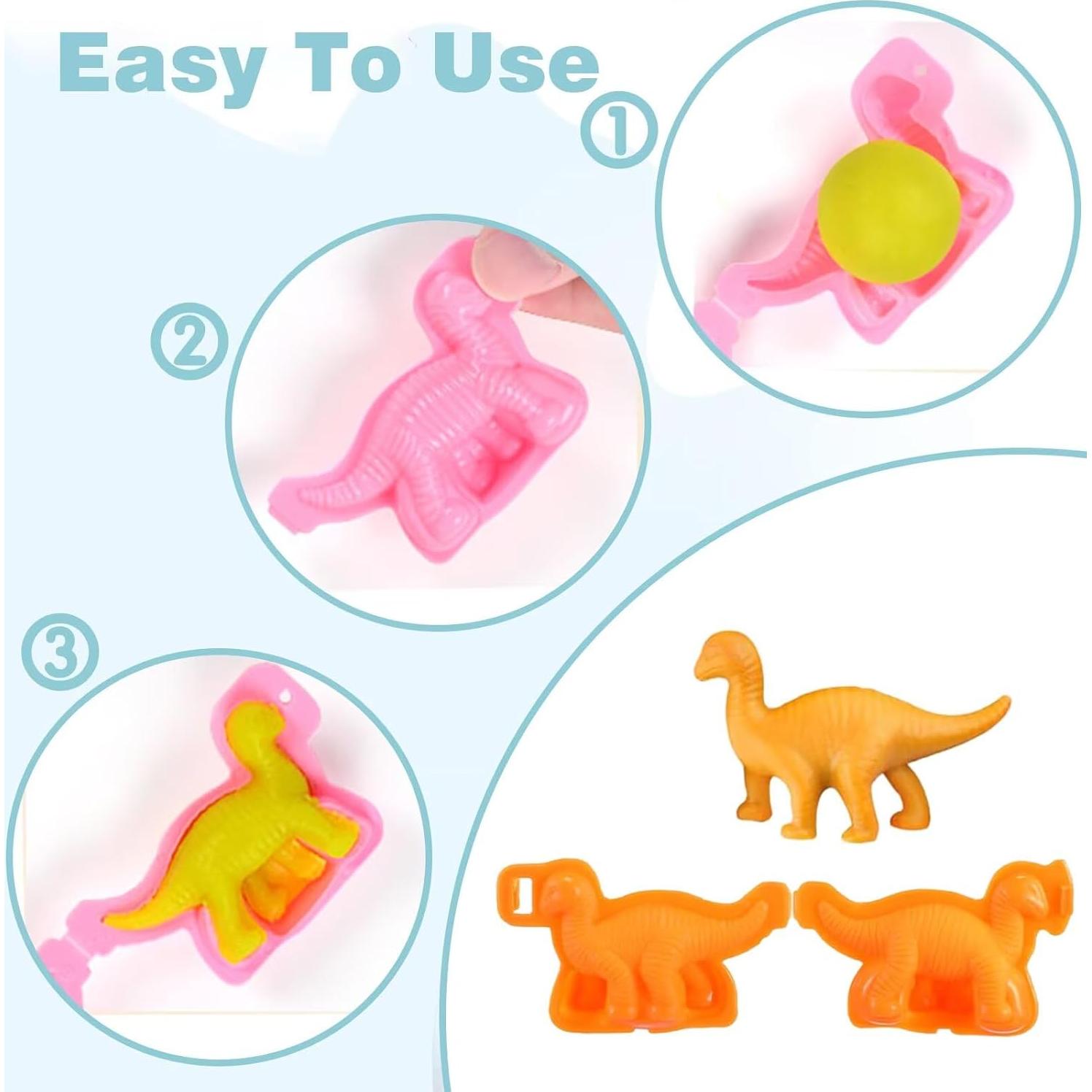 Set de 6 Moldes de Dinosaurios Yiklucg con Masa Multicolor