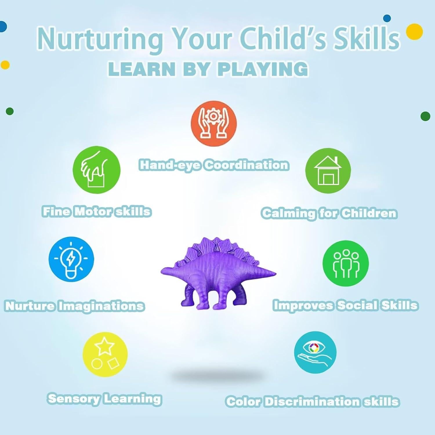 Set de 6 Moldes de Dinosaurios Yiklucg con Masa Multicolor