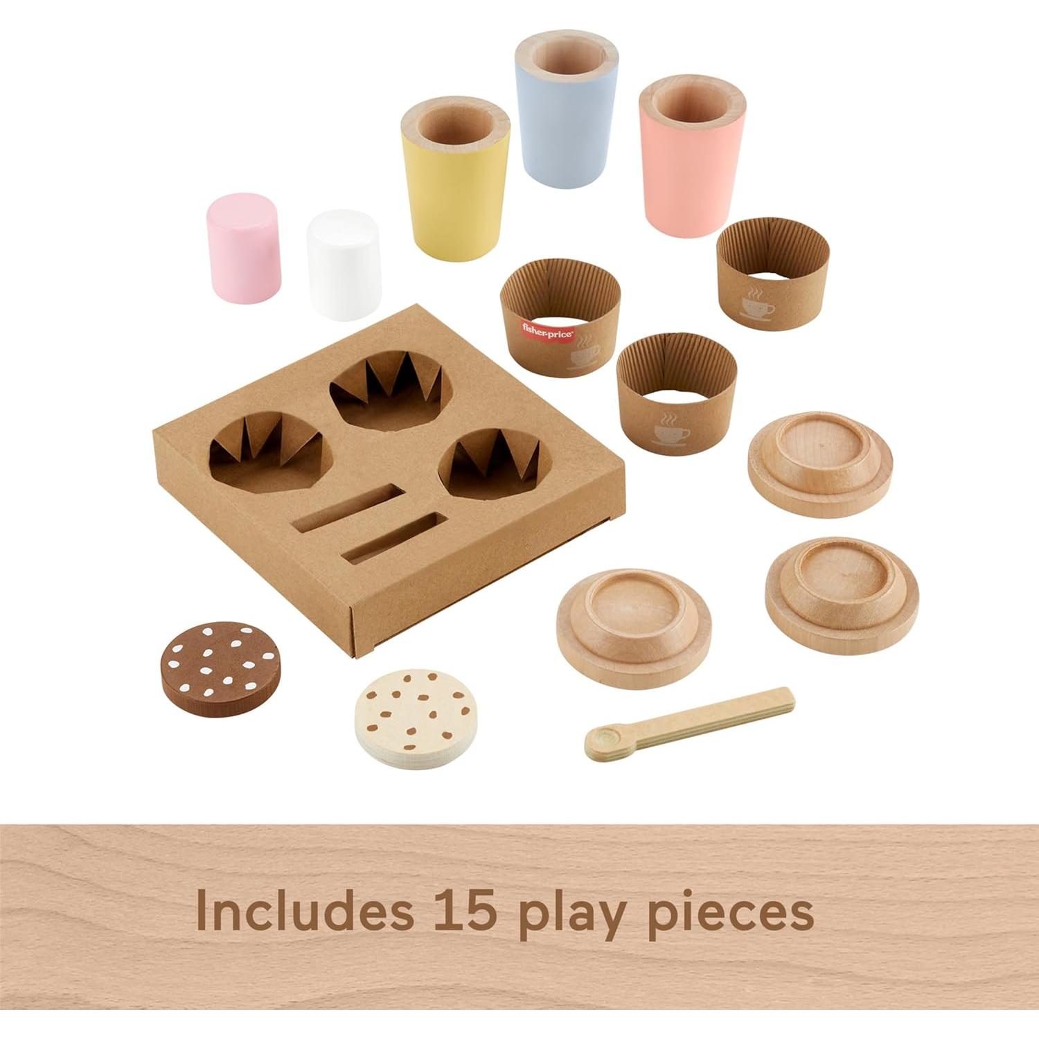 Juego de Café de Madera Fisher-Price 15 Piezas para Niños 3+