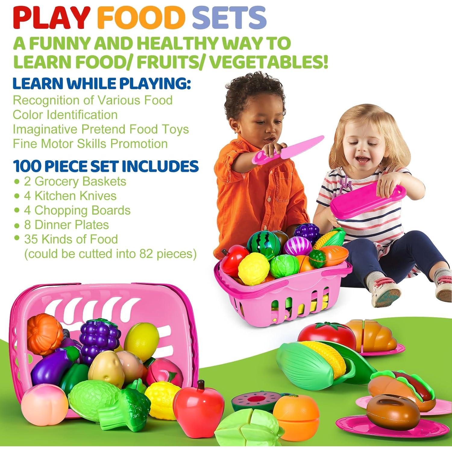 Juguete de Comida de Corte Shemira 100 Piezas Rosa