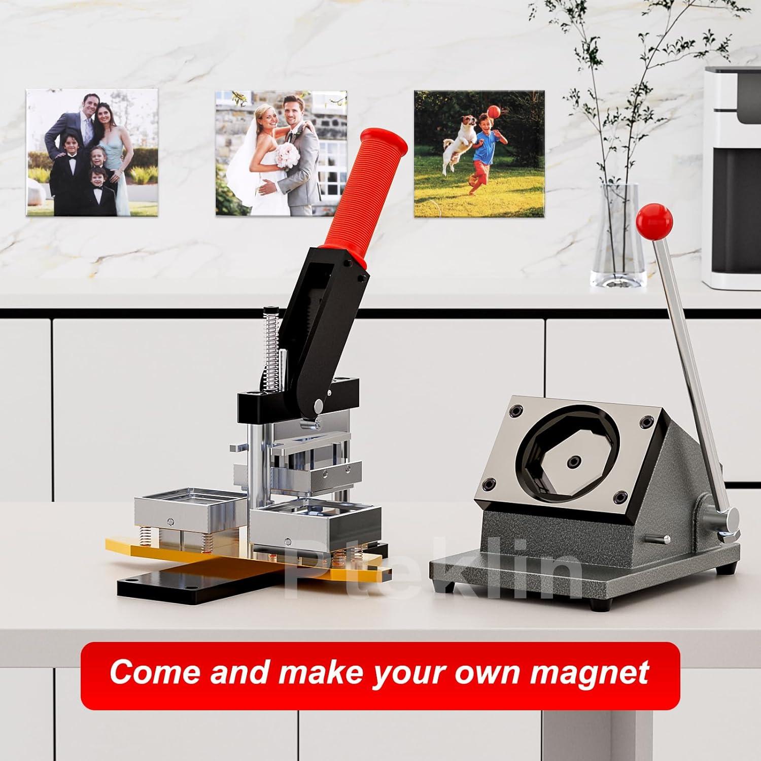 Máquina de Hacer Imán Pteklin 5x5cm + Cortadora + 100 Materiales