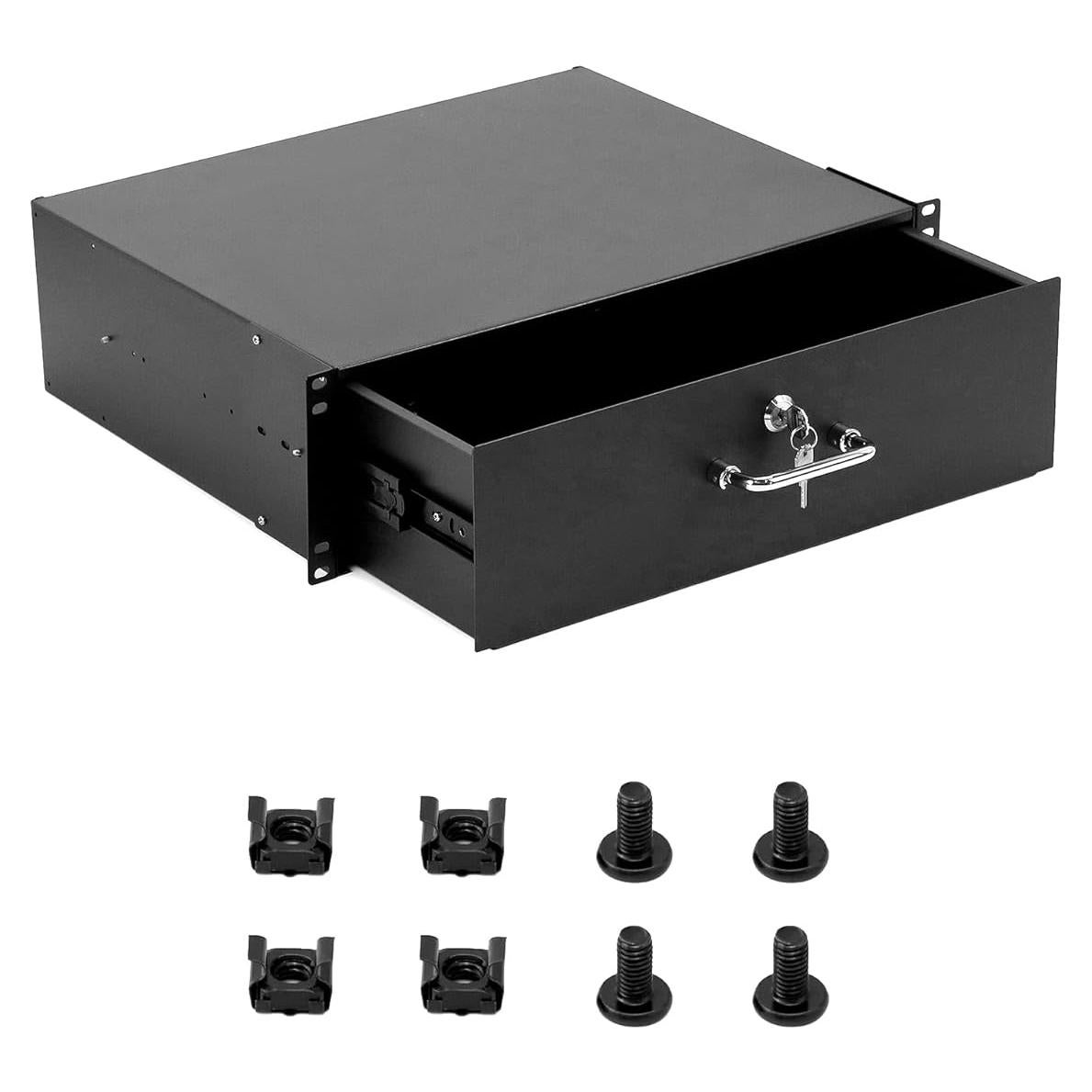 Cajón de Servidor 3U QWORK Montable en Rack Negro