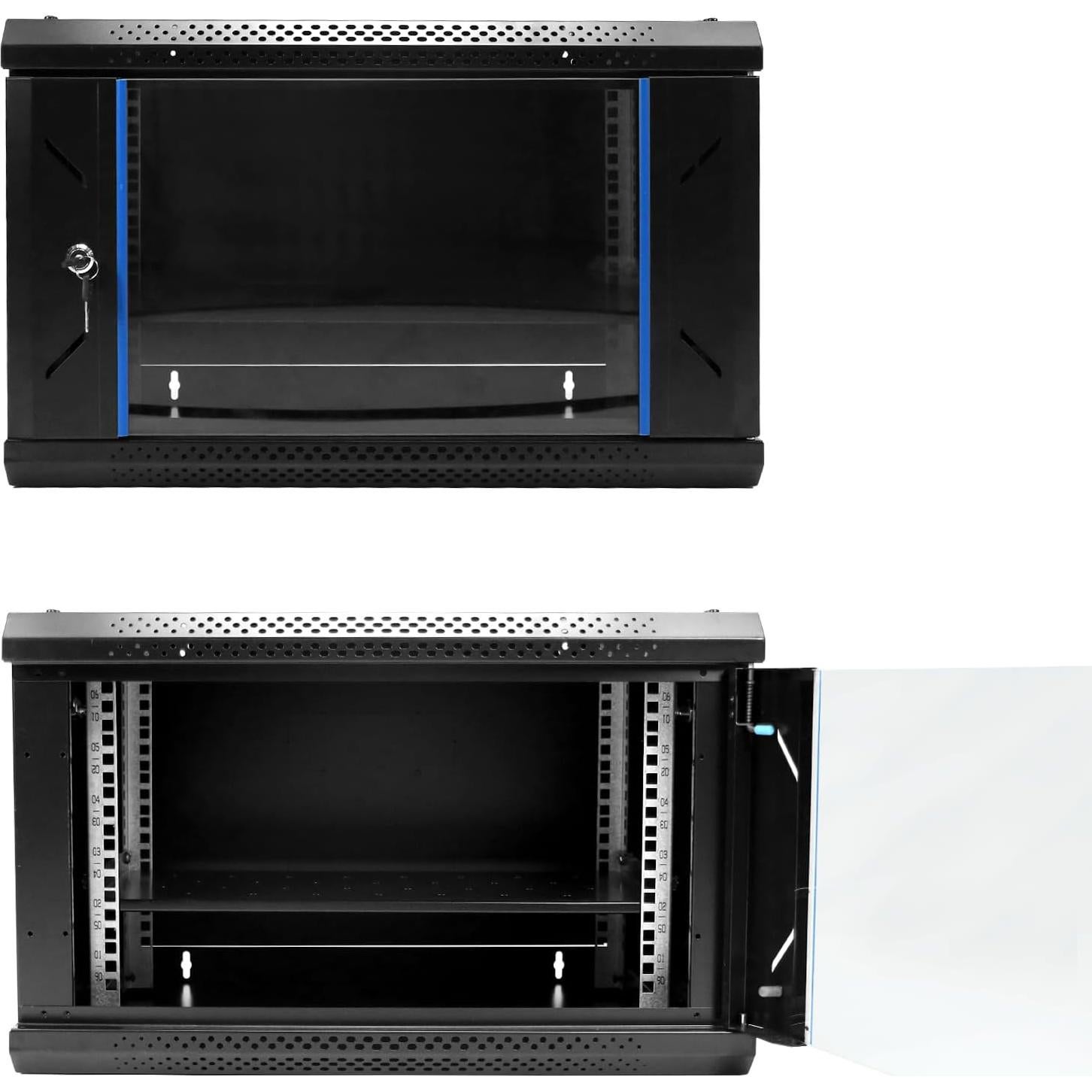 Gabinete de Servidor de Red 6U QWORK Montado en Pared Negro