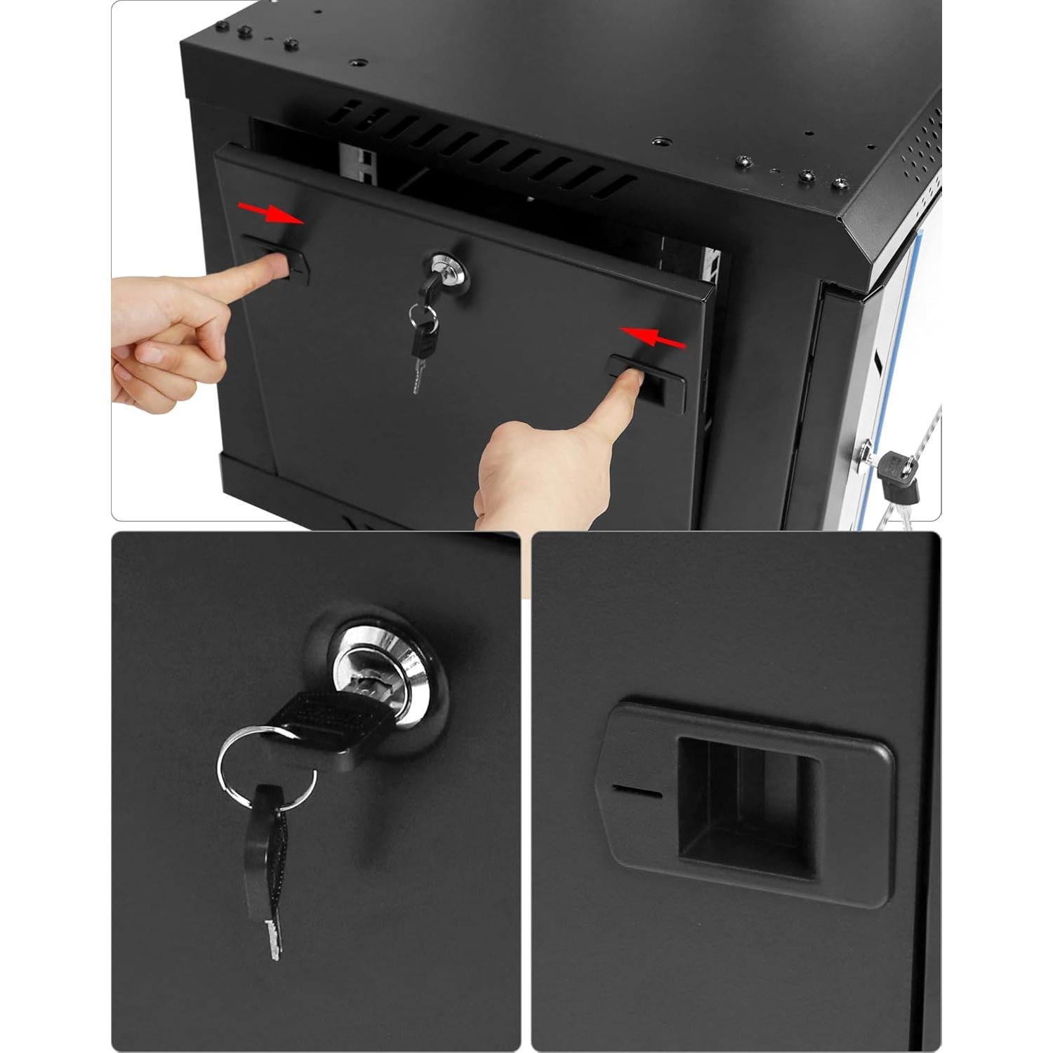 Gabinete de Servidor de Red 6U QWORK Montado en Pared Negro