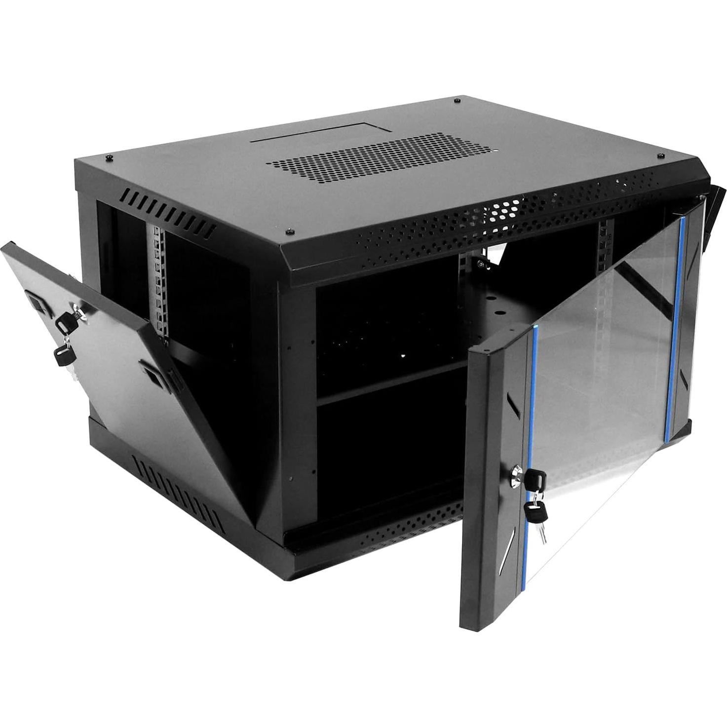 Gabinete de Servidor de Red 6U QWORK Montado en Pared Negro