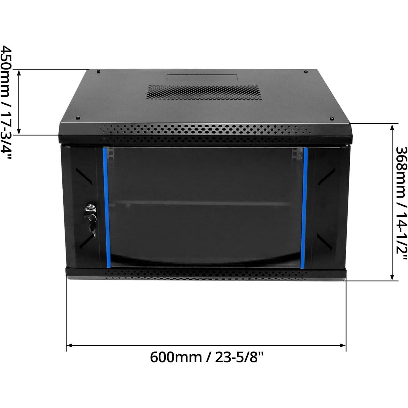 Gabinete de Servidor de Red 6U QWORK Montado en Pared Negro