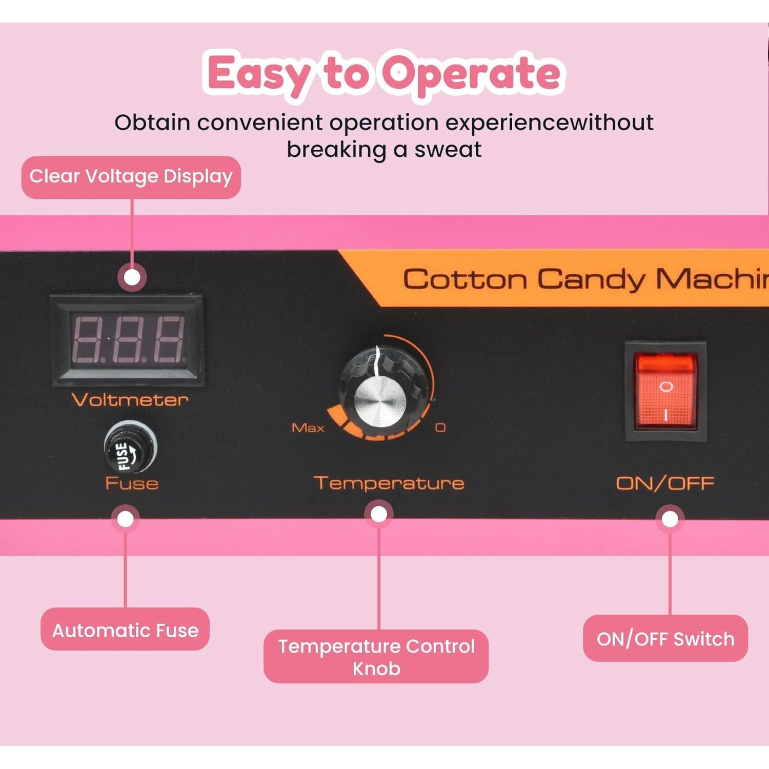 Máquina de Algodón de Azúcar Comercial Ajgvq 1000W Rosa